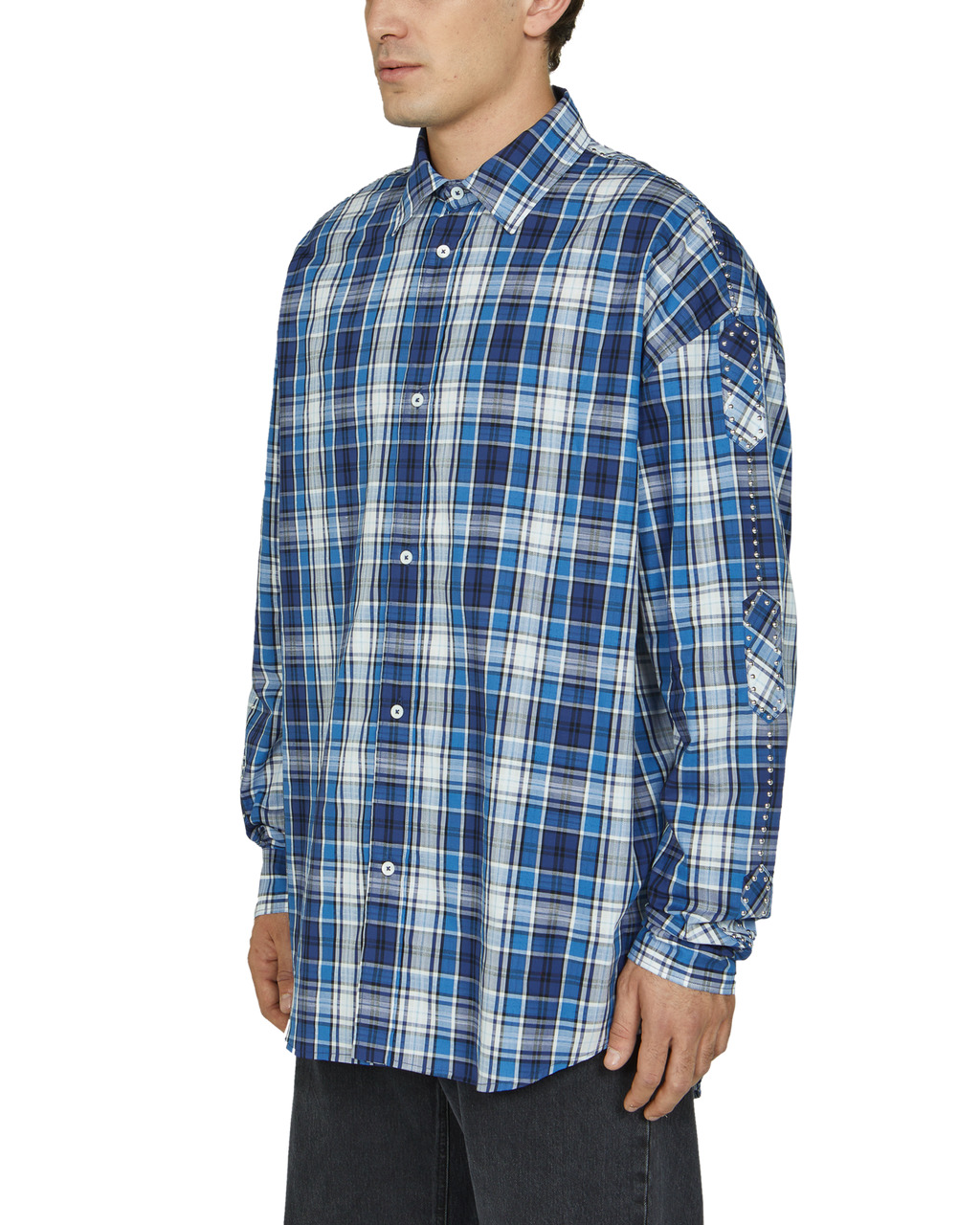 STUD-EMBELLISHED L/S PLAID SHIRT - 3