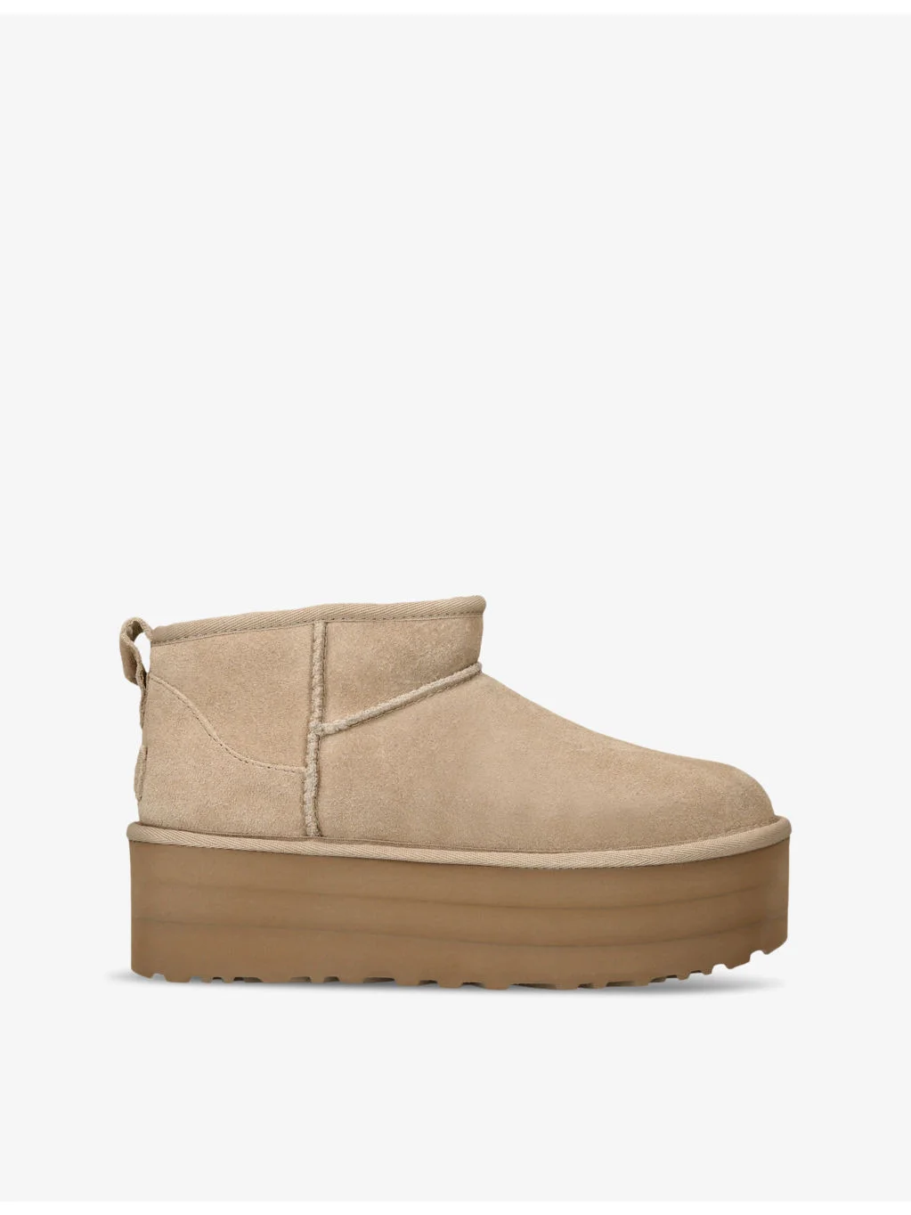 Classic Ultra Mini suede and shearling platform ankle boots - 1
