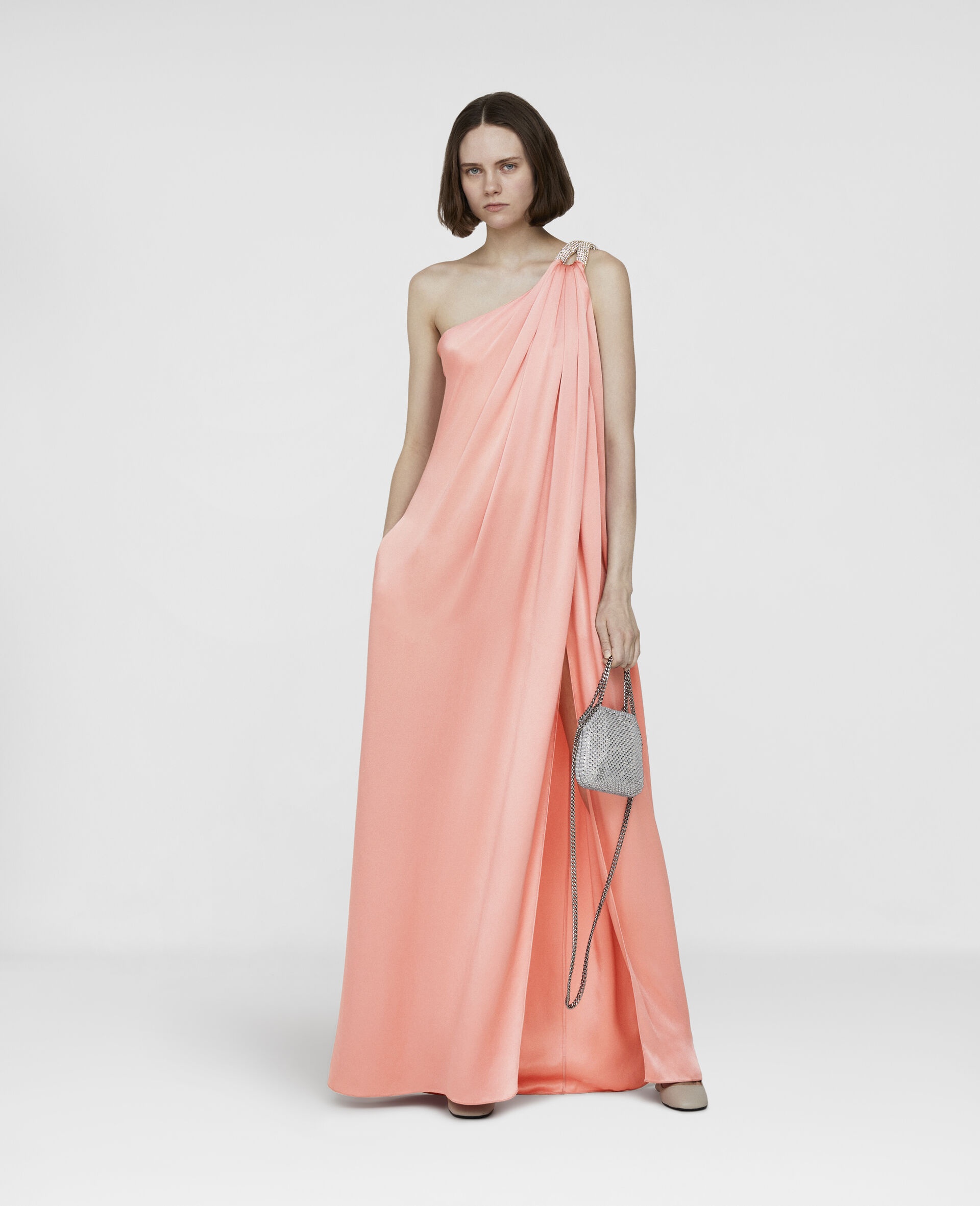 One Shoulder Double Satin Dress - 2