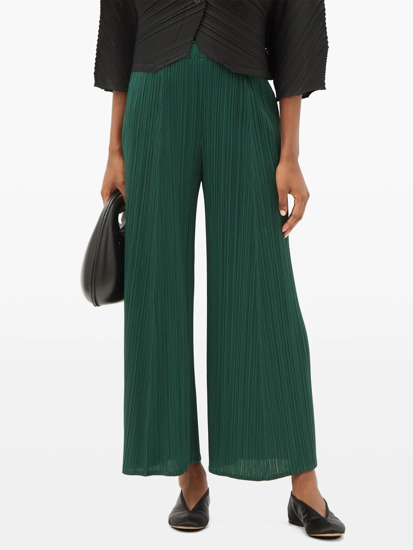 Technical pleated wide-leg trousers - 6