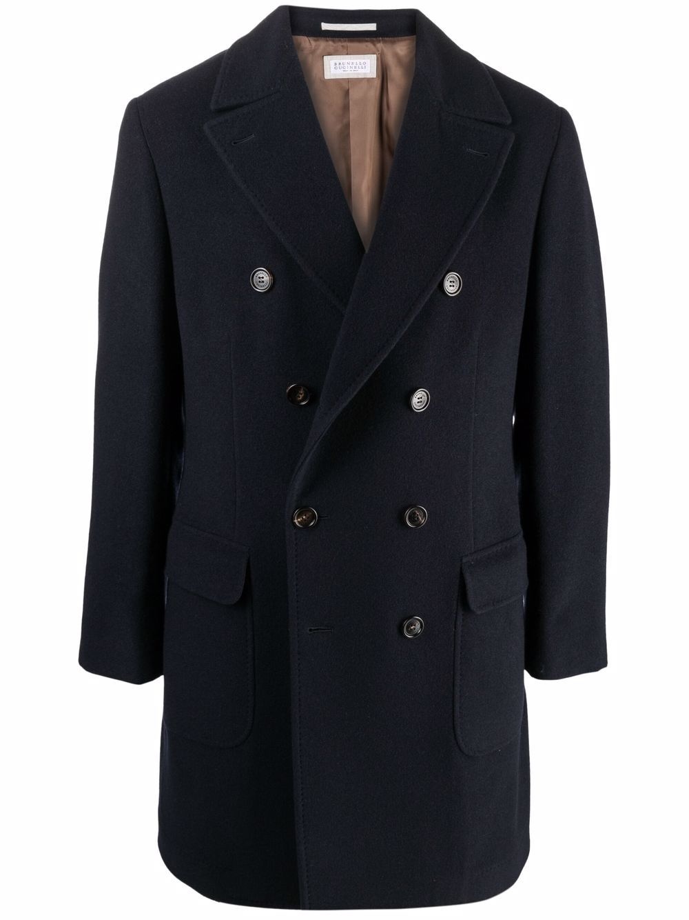 double-breasted cashmere coat - 1