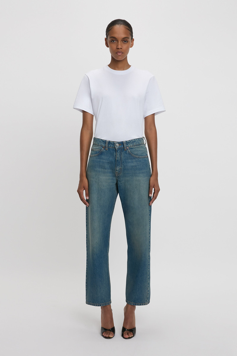 Victoria Beckham Exclusive Bernie Relaxed Jean In Mid Blue outlook