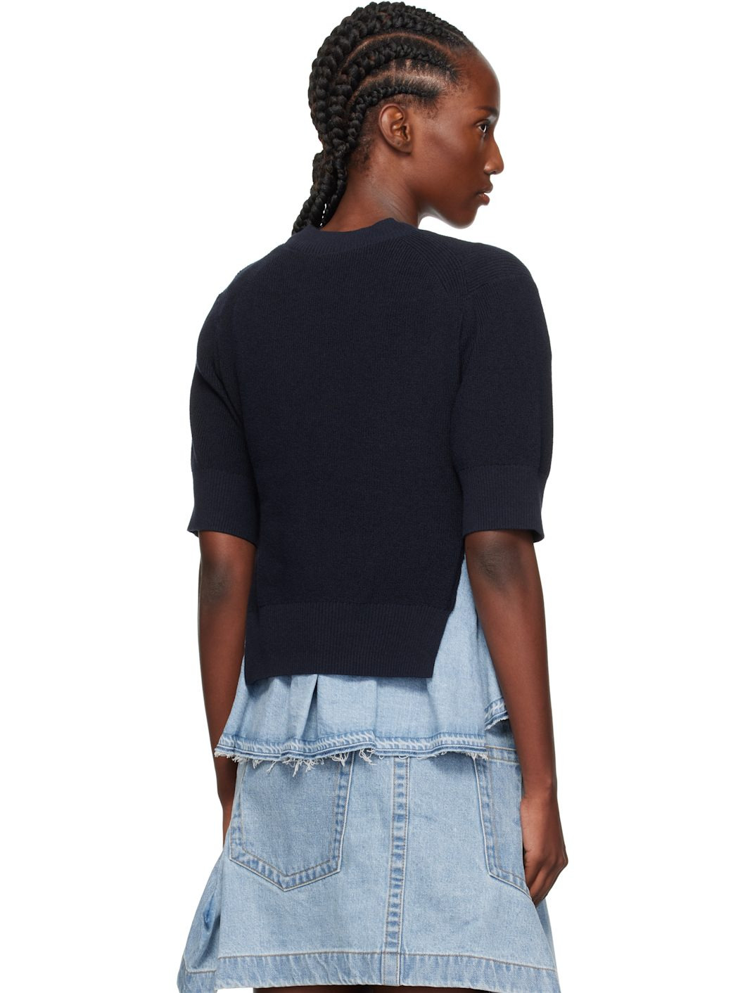 Navy & Blue Denim x Knit Sweater - 3