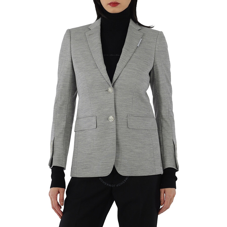 Burberry Grey Taupe Melange Technical Wool Jersey Blazer - 3