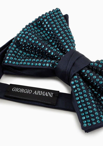 GIORGIO ARMANI Large silk-blend pre-tied bow tie with rhinestones outlook