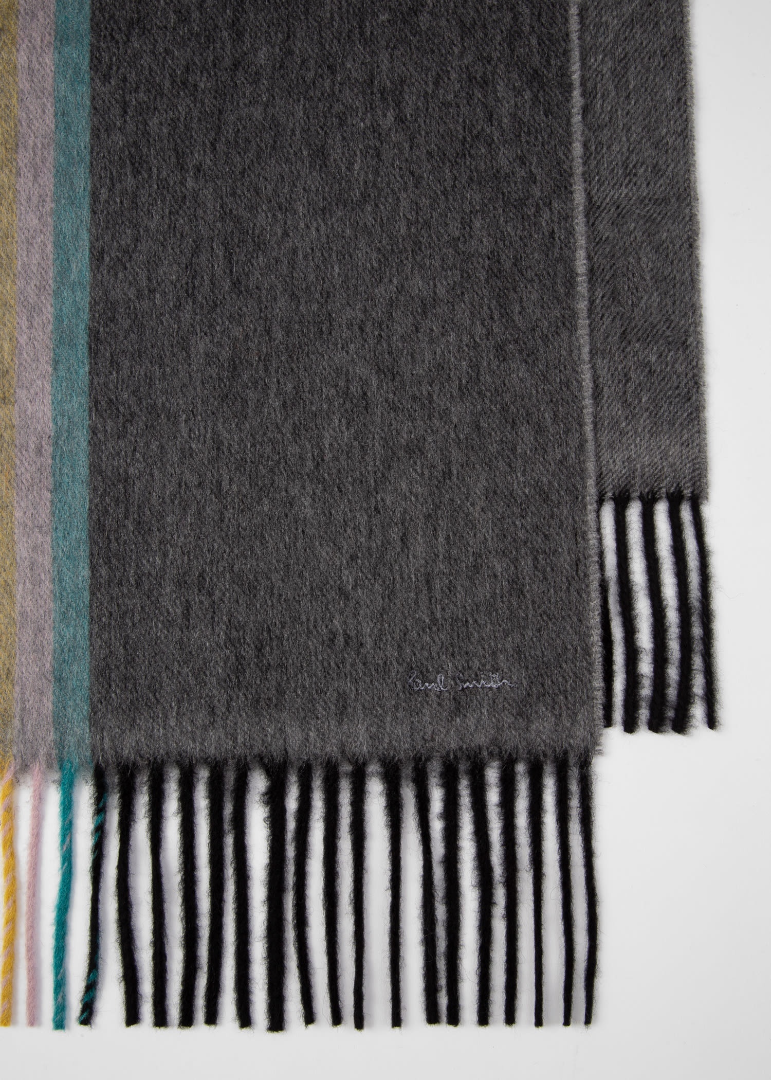 Cashmere Scarf With 'Artist Stripe' Trim - 4