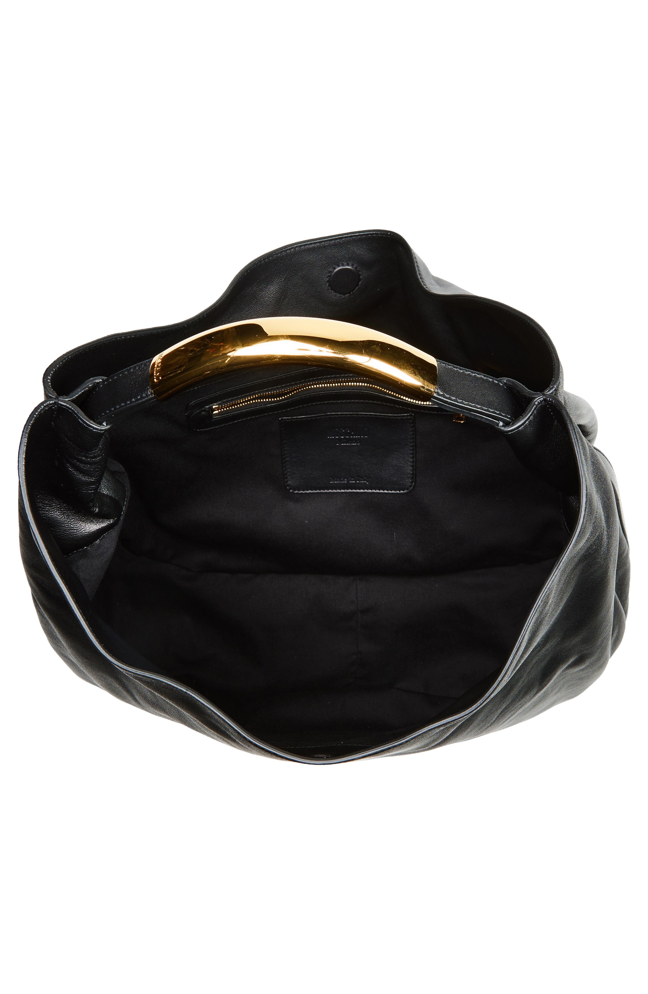 Moschino Handle Me Leather Hobo Bag in Black at Nordstrom - 5