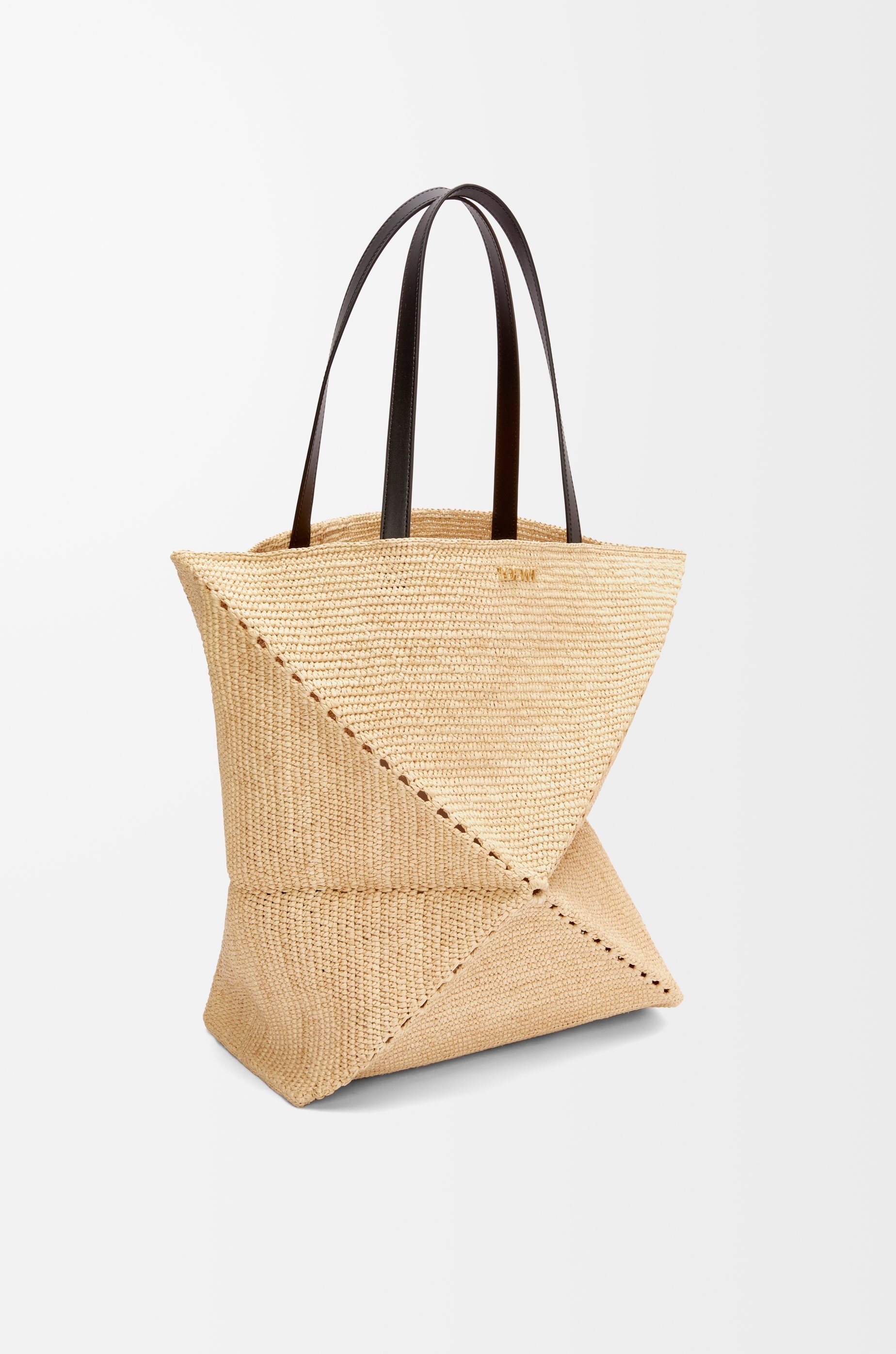 XL Puzzle Fold Tote in raffia - 4