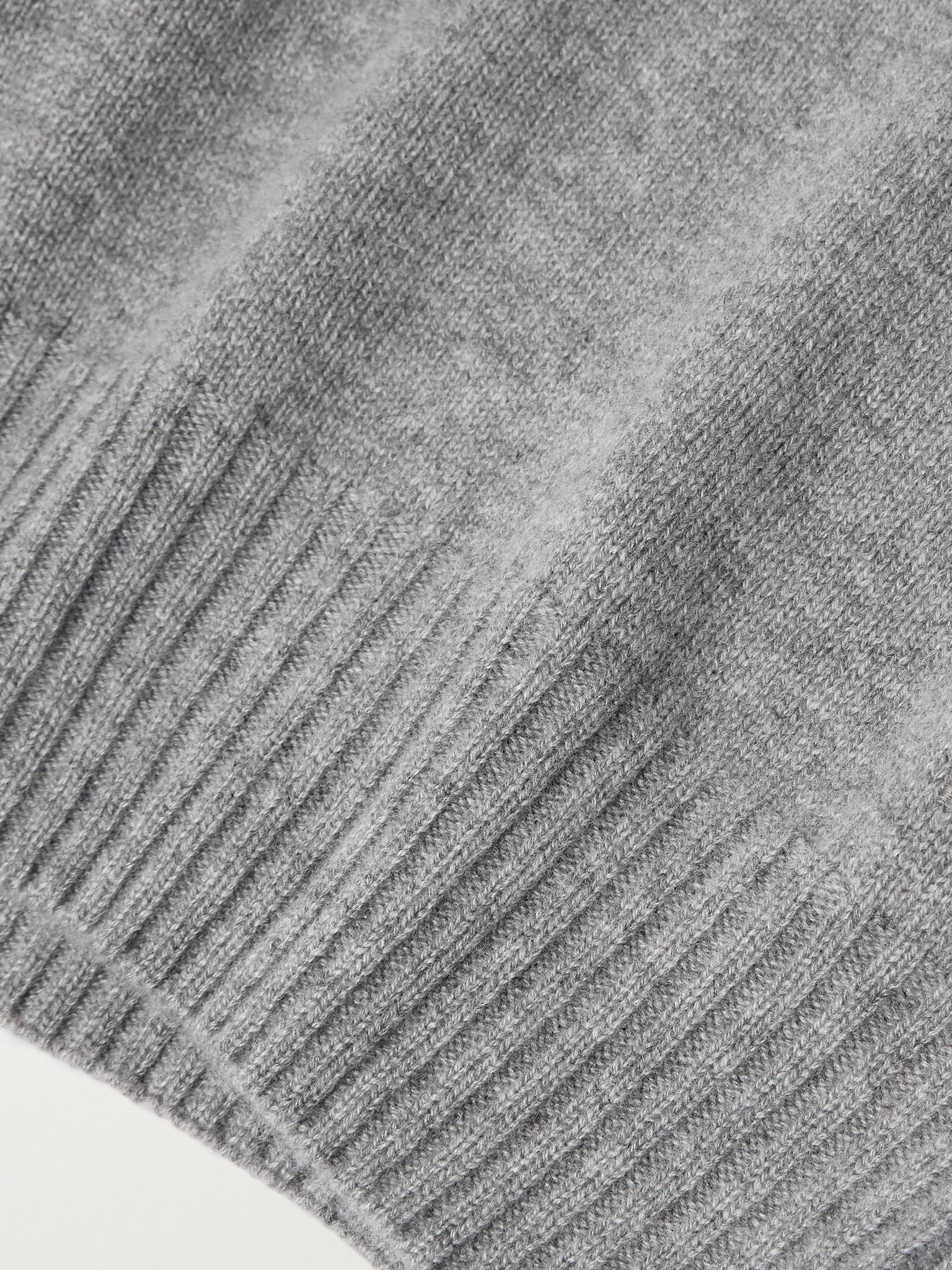 Logo-Embroidered Cashmere Hoodie Gray - 4