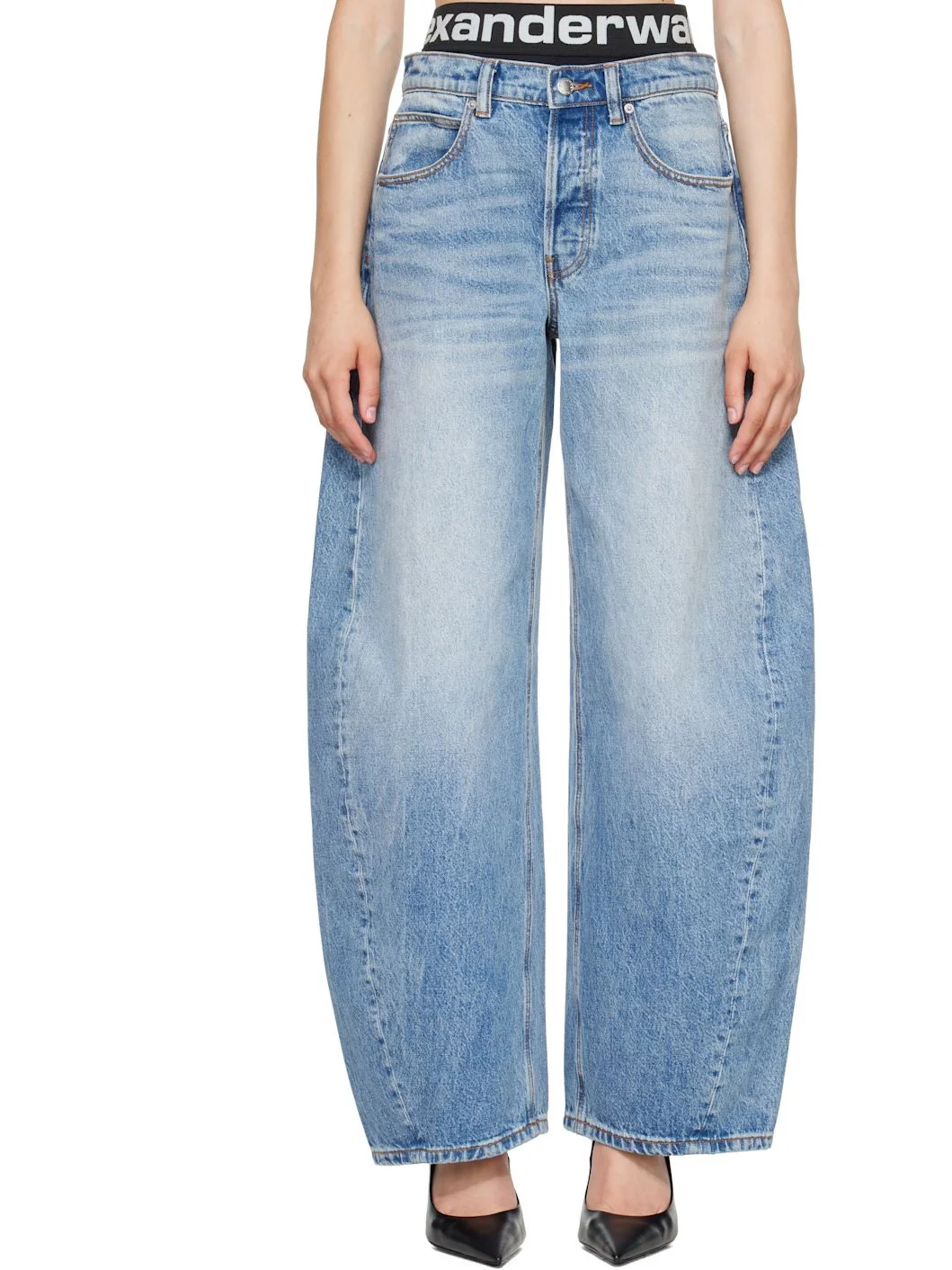 Blue Blow-Up Logo Waistband Jeans - 1
