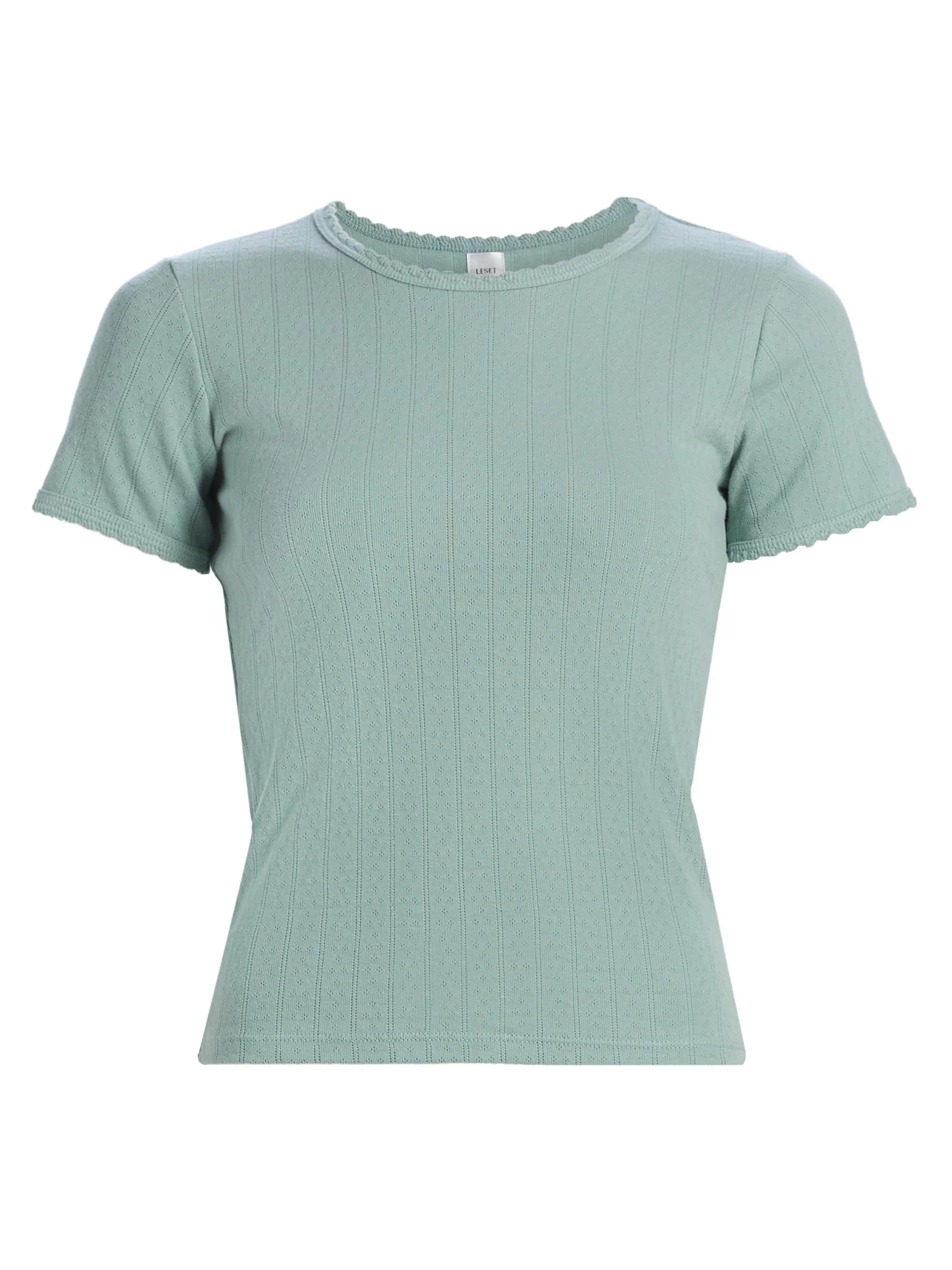 Women's Pointelle Crewneck T-Shirt - Eucalyptus - 1