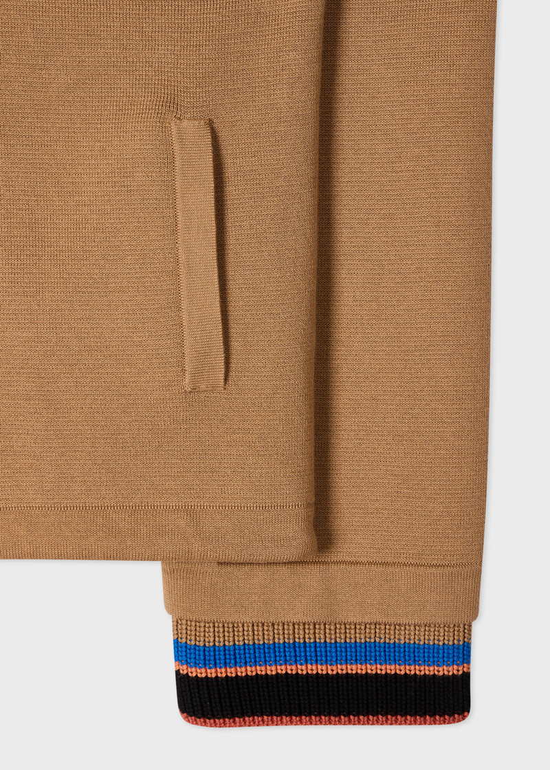 Paul Smith Women's Camel Knitted Jacket with Stripe Cuffs outlook