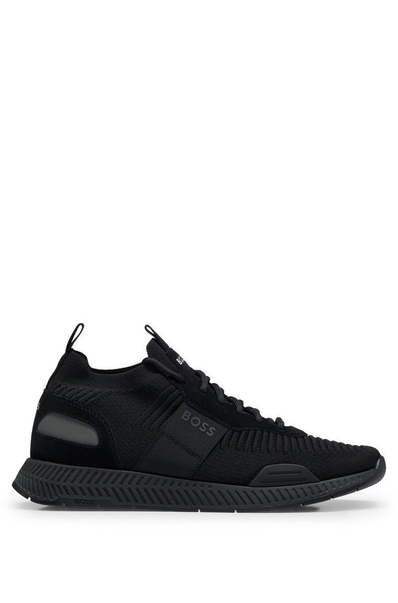 KNITTED-UPPER TRAINERS WITH BRANDING AND SUEDE TRIMS - 1