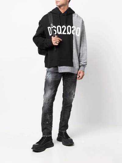 DSQUARED2 logo-print panelled hoodie outlook