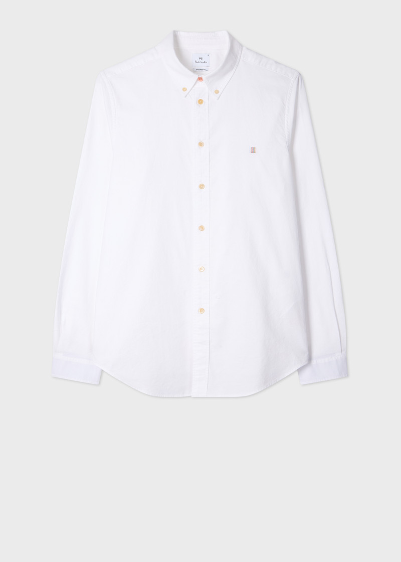Tailored-Fit White 'Stitch Stripe' Oxford Shirt 1