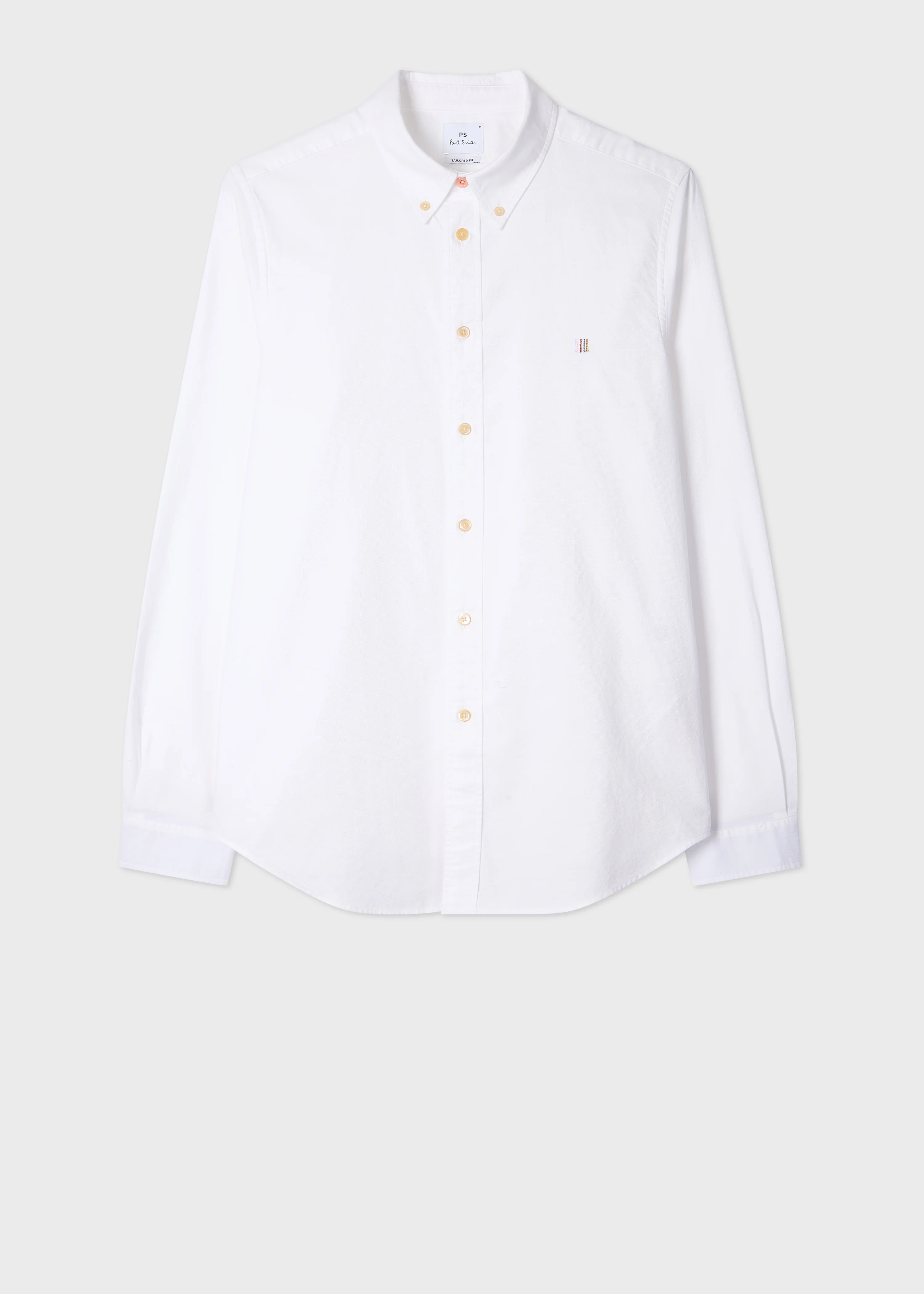 Tailored-Fit White 'Stitch Stripe' Oxford Shirt - 1