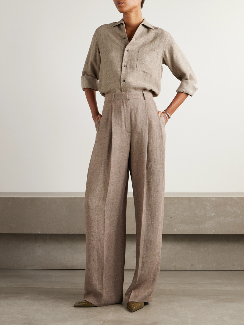 Loro Piana Kurt Pleated Linen Wide-leg Pants outlook