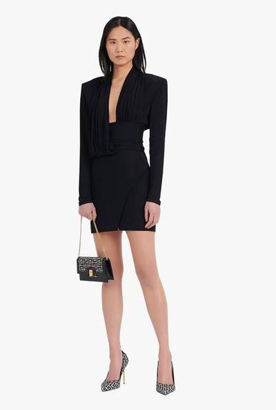 Balmain Black draped jersey dress outlook