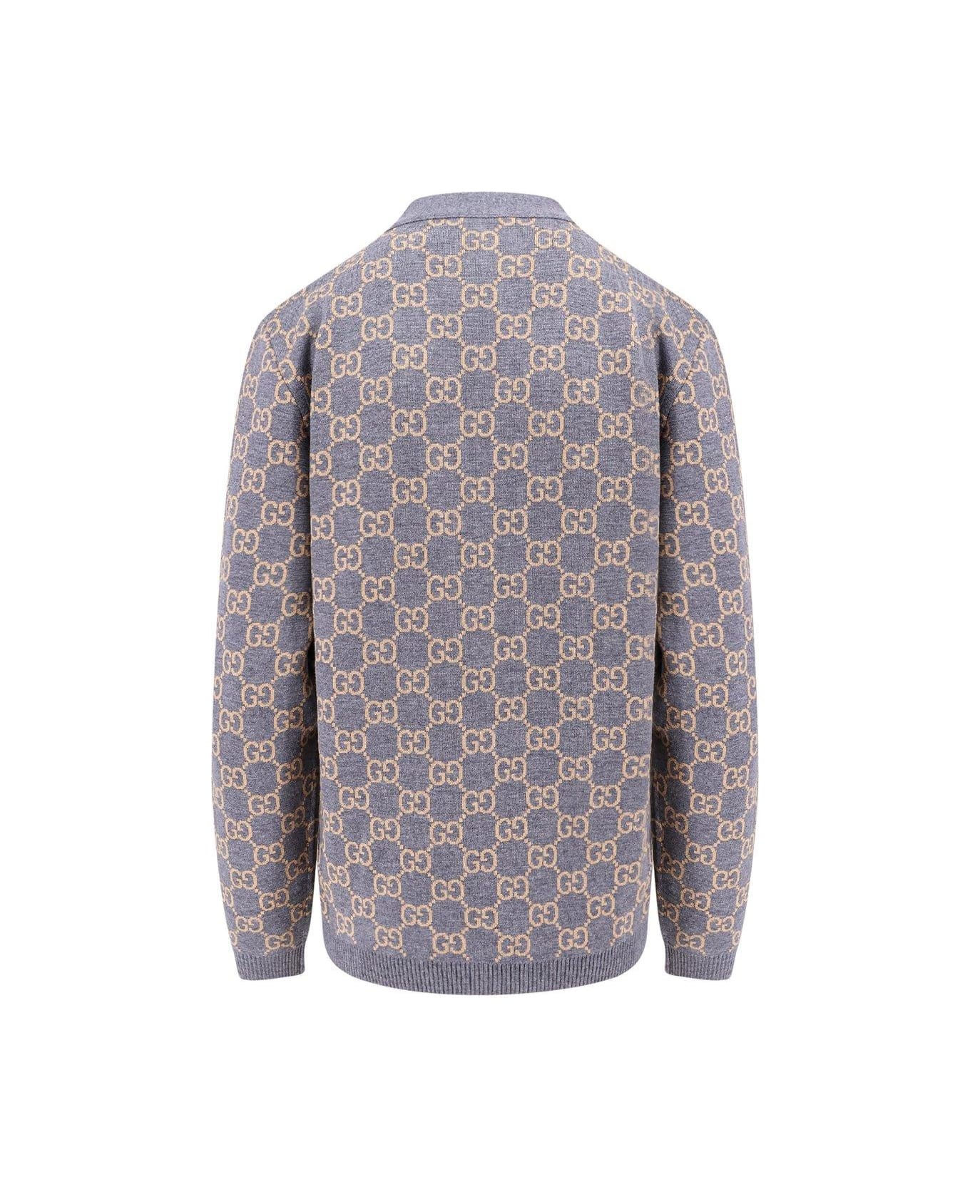 Monogrammed Intarsia Button-up Cardigan - 2