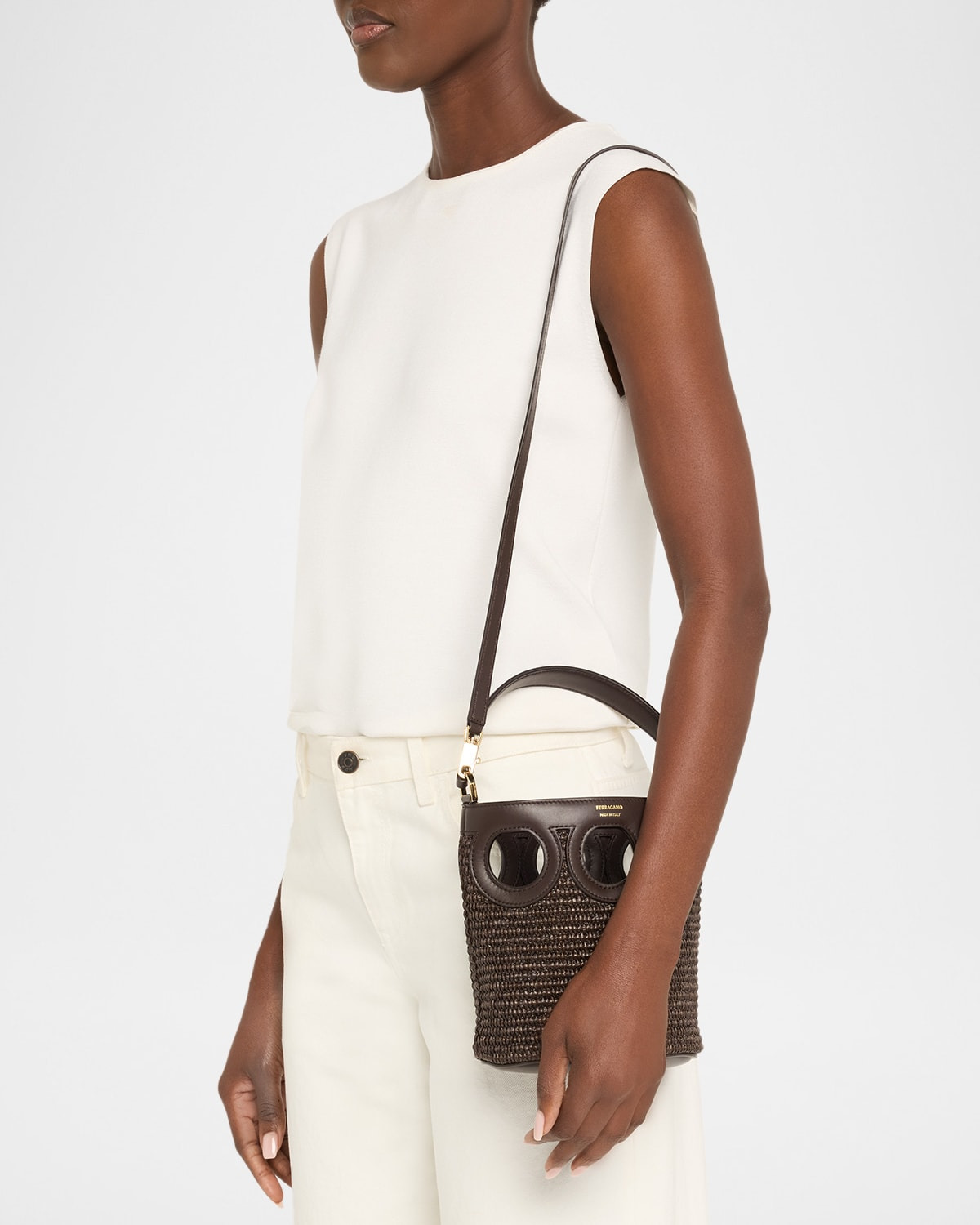 Cutout Raffia Bucket Bag - 2
