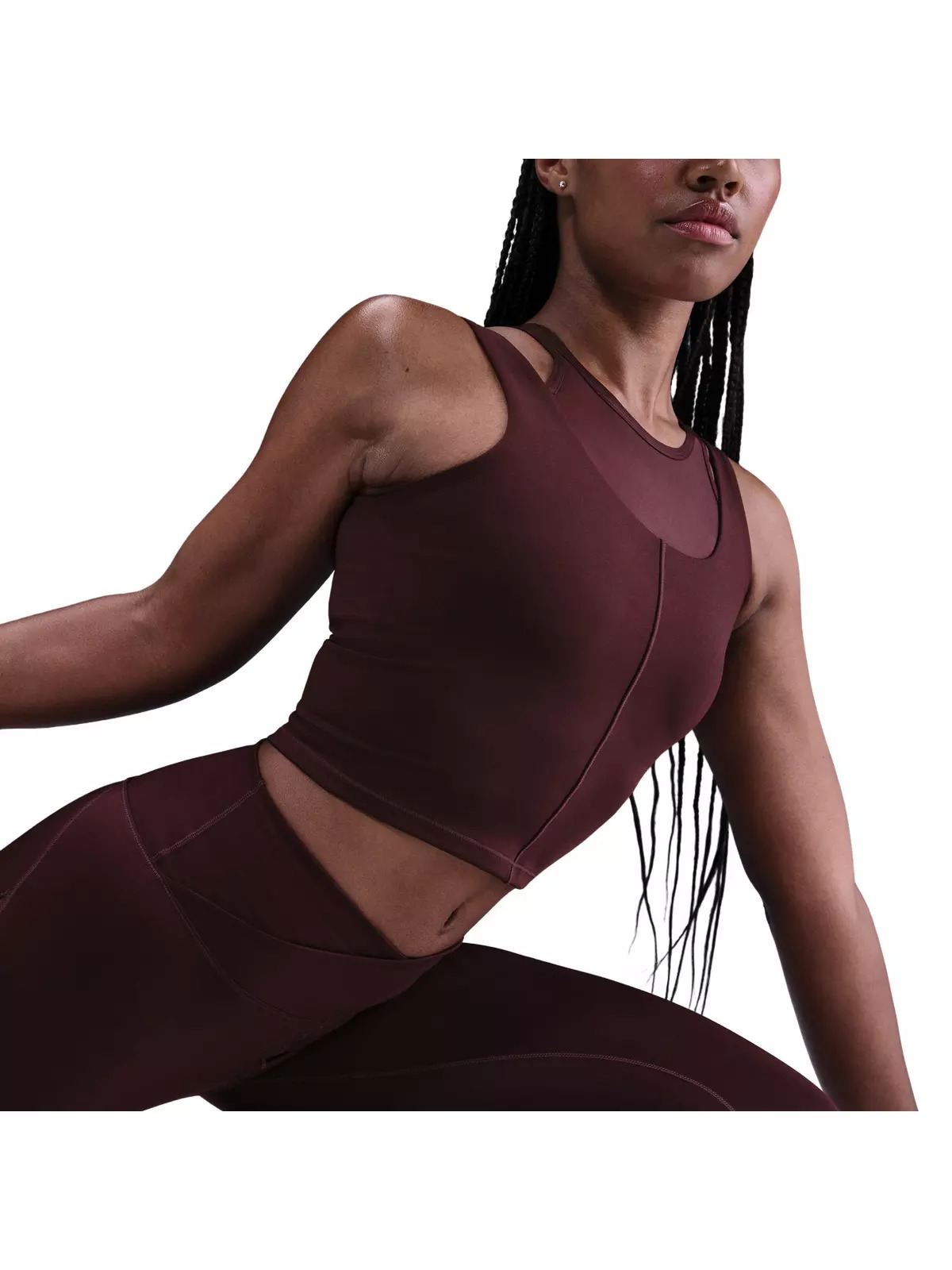 Women's One Fitted Dri-FIT Cropped Tank Top -Burgundy - 3