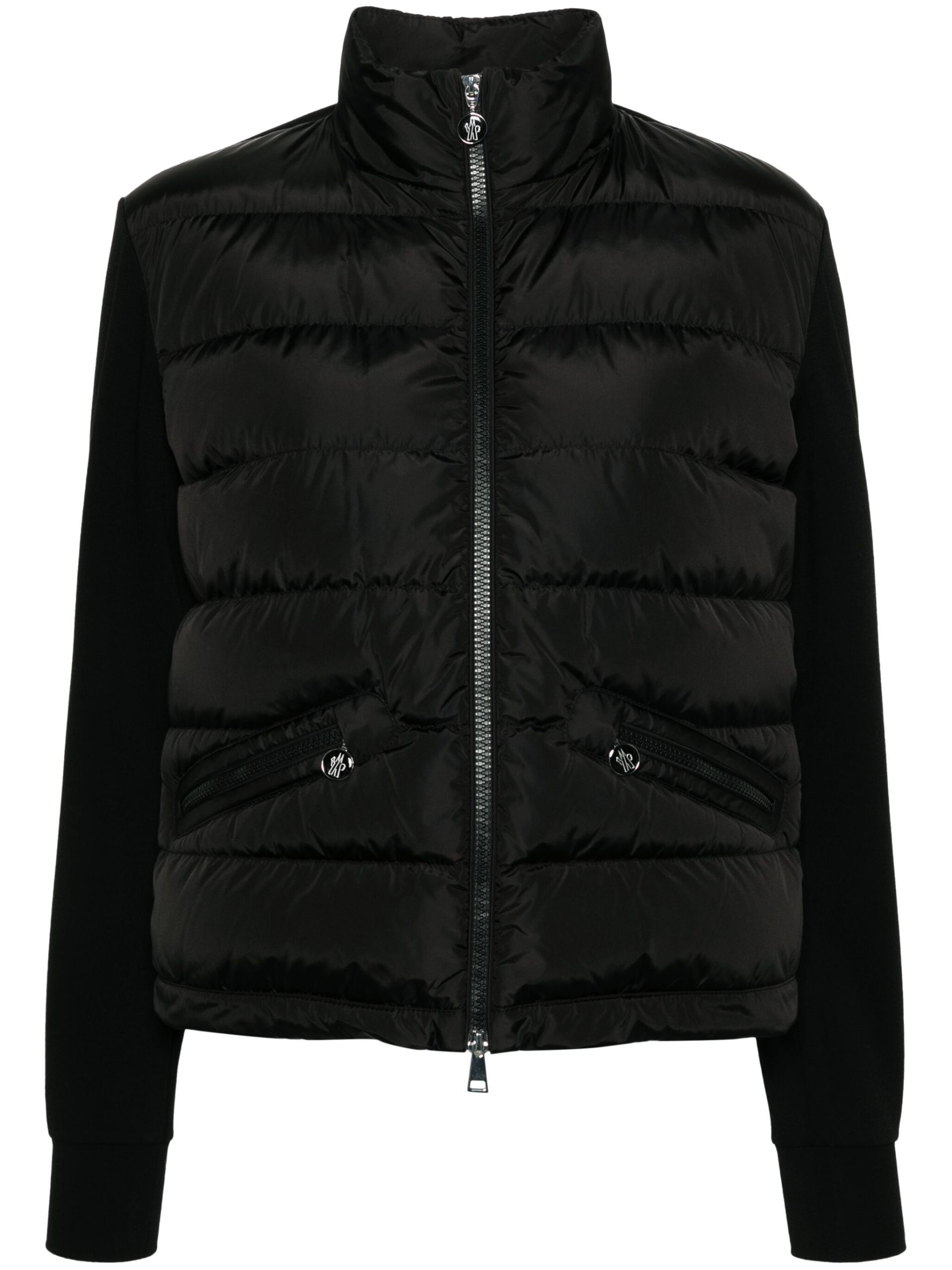 Black High-Neck Quilted Jacket - 1