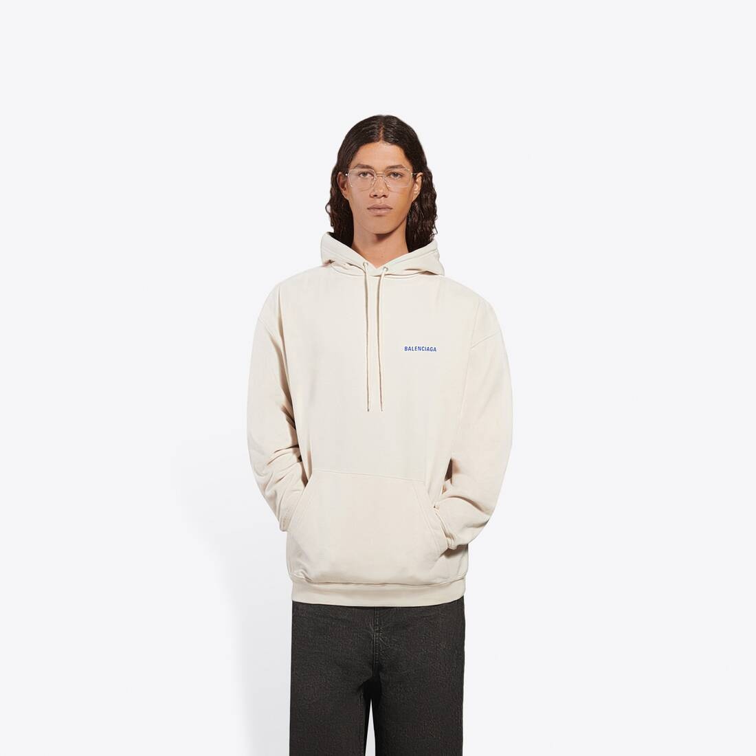 Men's Balenciaga Hoodie Medium Fit in Beige - 3