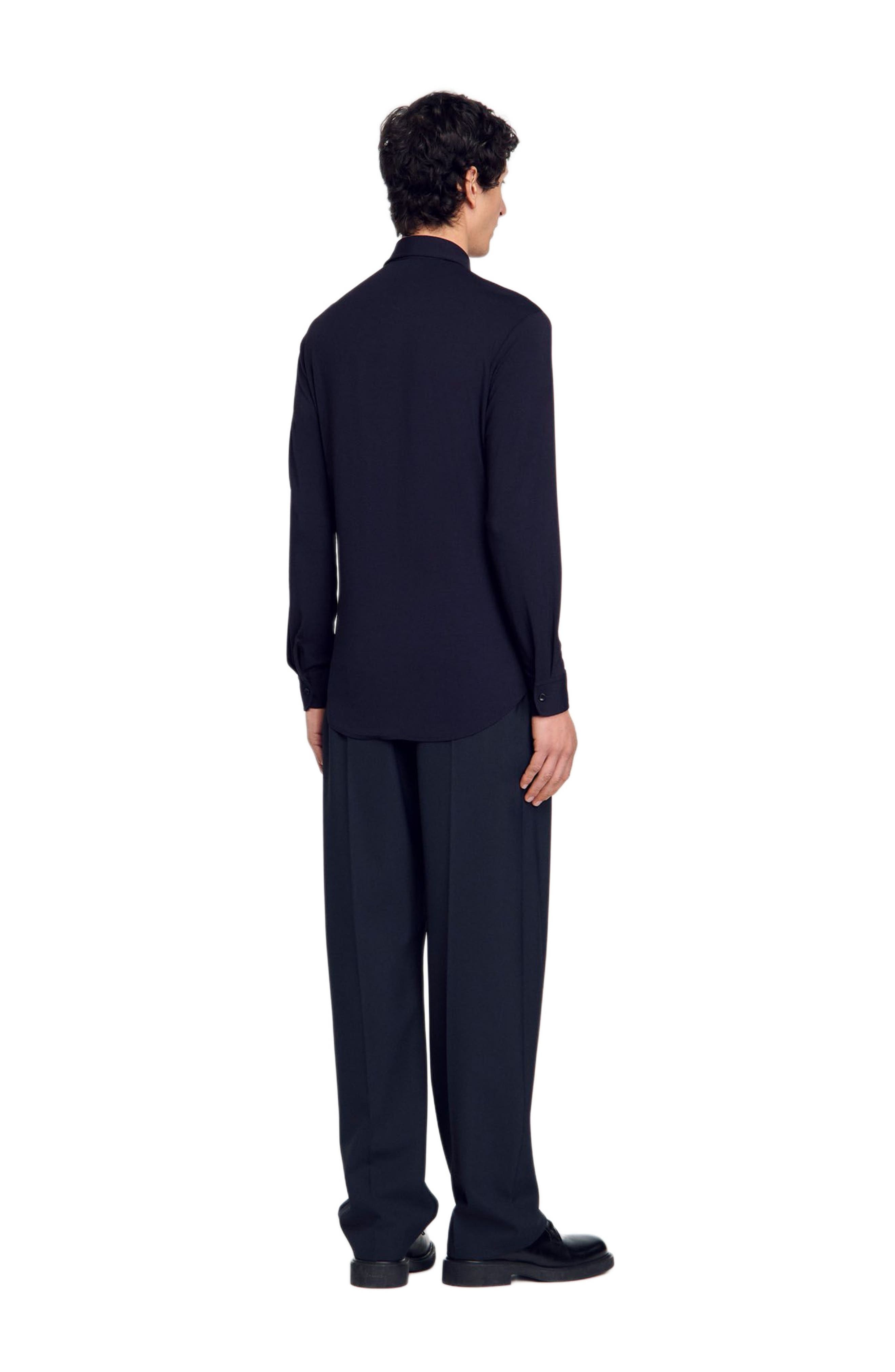 SANDRO Jersey shirt in Navy Blue at Nordstrom - 2