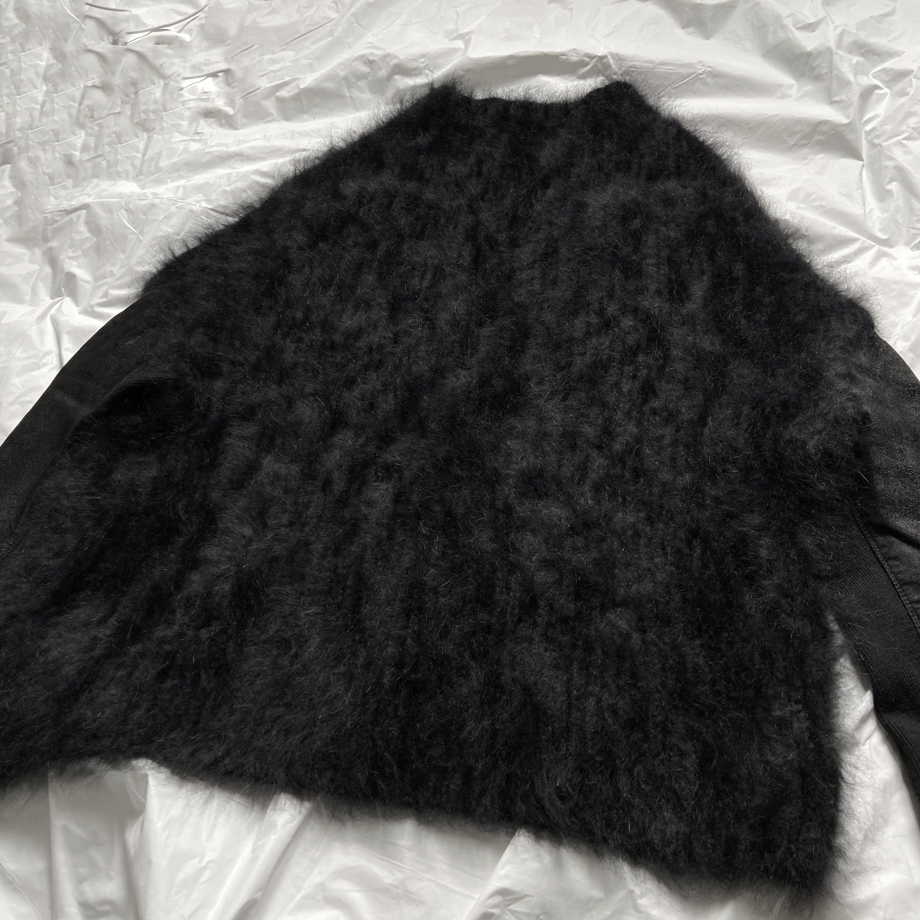 Rick Owens falll 2013 monster alpaca wool hair leather sleeves sweater S - 5