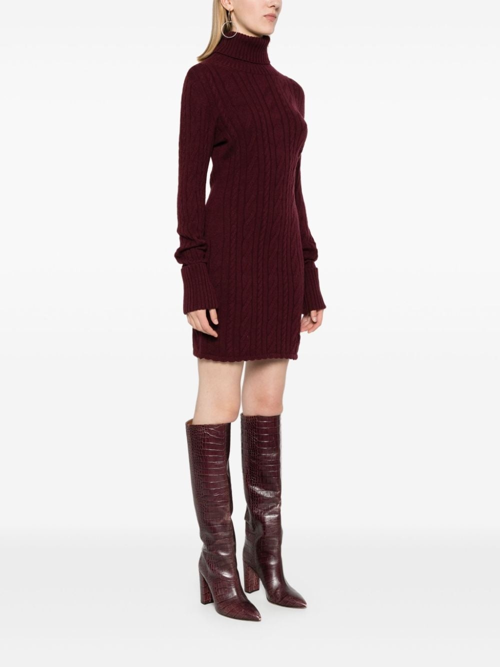 roll-neck cable-knit minidress - 3
