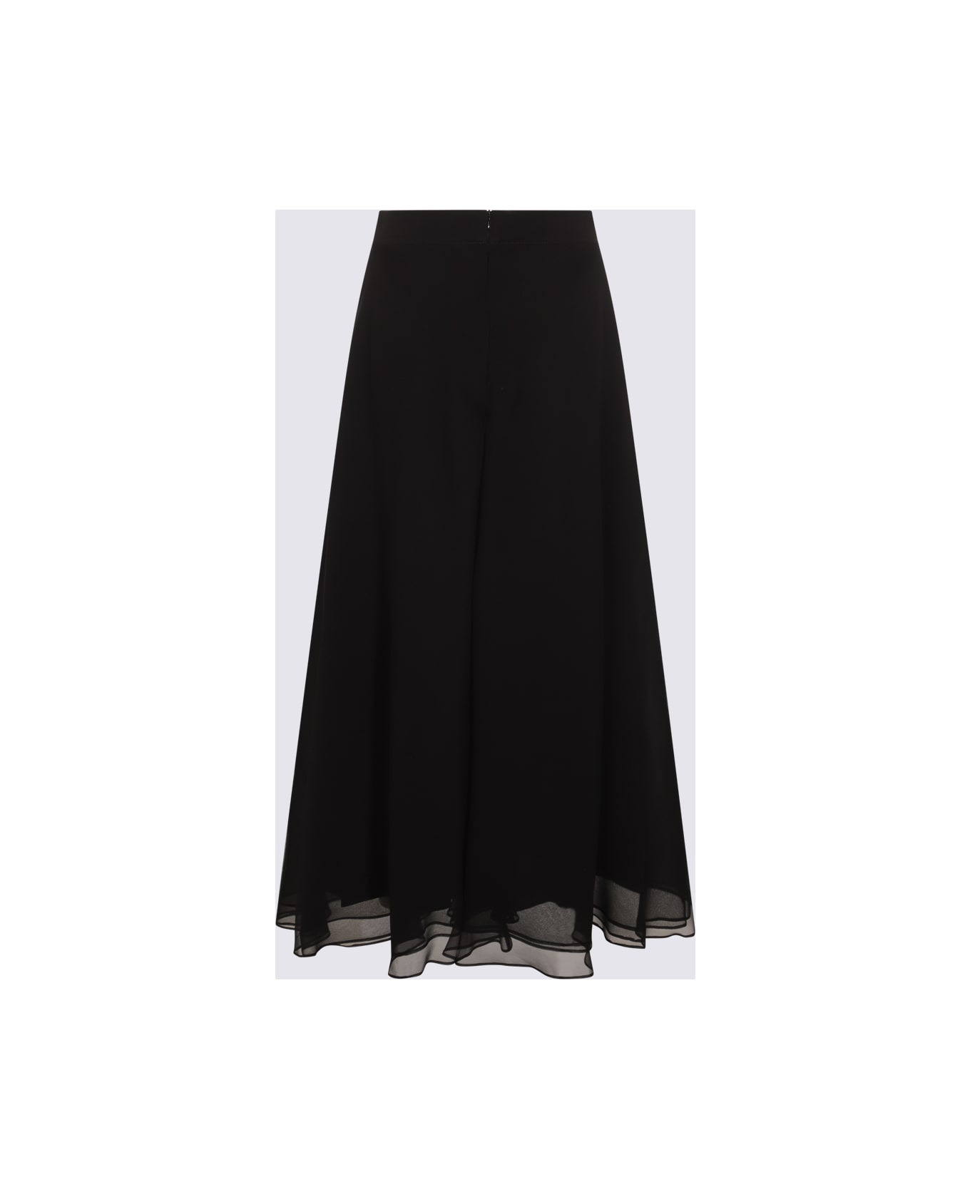 Black Silk Midi Skirt - 2