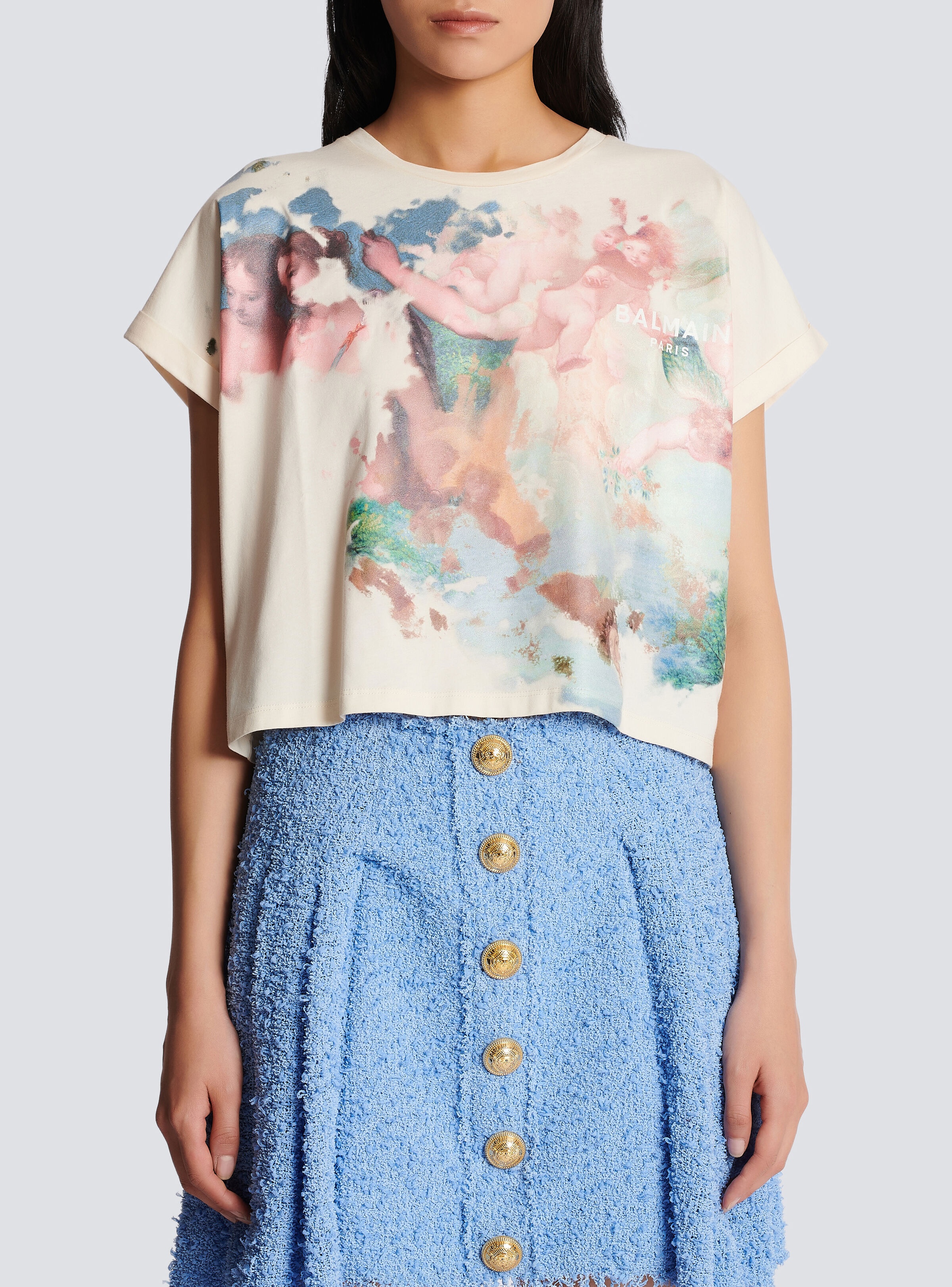 Cropped Pastel print T-shirt - 5