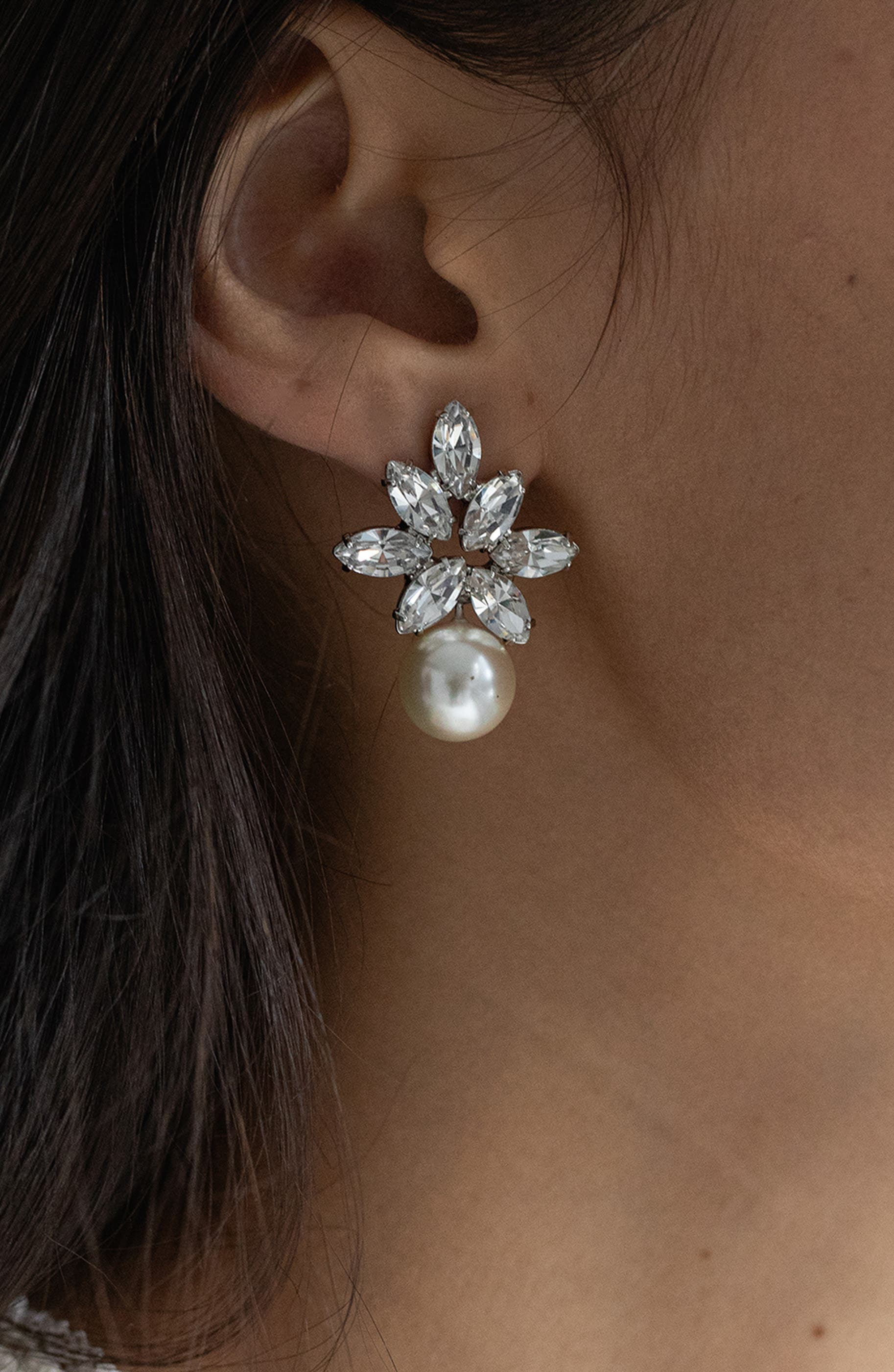 Jennifer Behr Liza Marquise Cut Crystal & Faux Pearl Drop Earrings at Nordstrom - 2