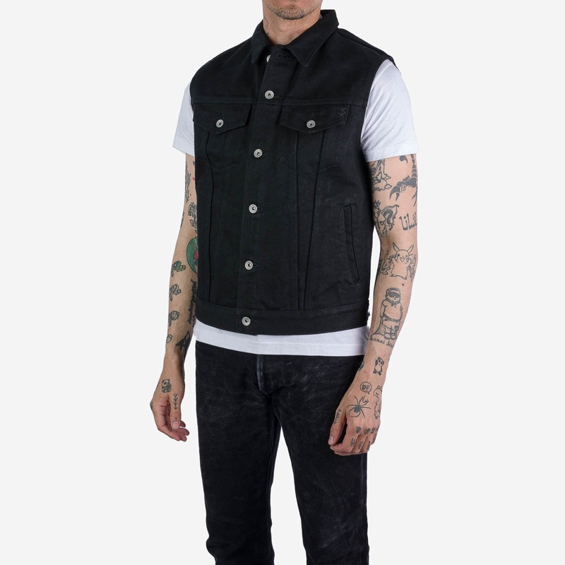 Iron Heart IHV-IHxDM-01 Iron Heart x DicE x Giulio Miglietta Collaboration 21oz Non-Fade Denim Type III Vest wi outlook