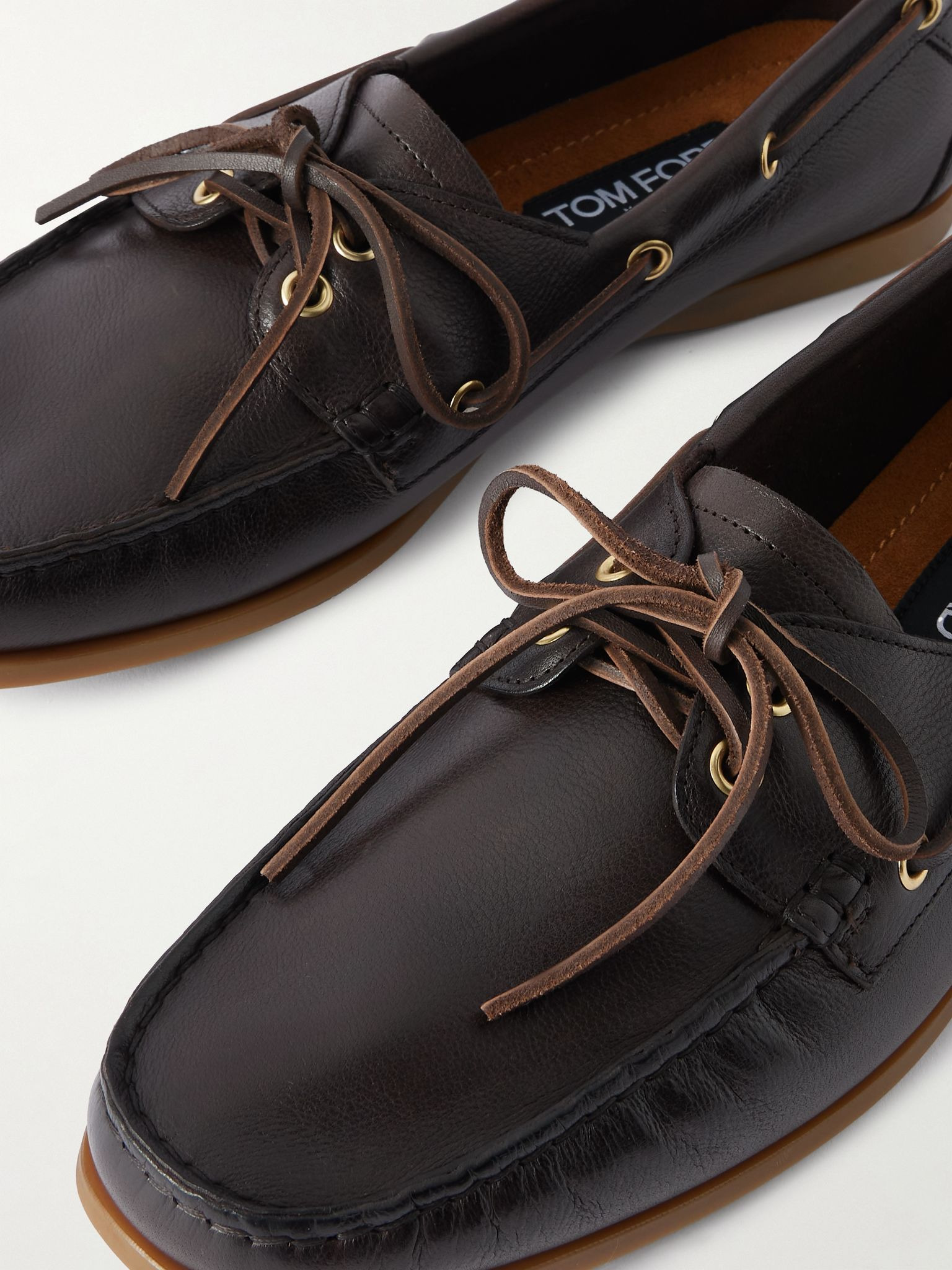 Robin Full-Grain Leather Boat Shoes Brown - 5