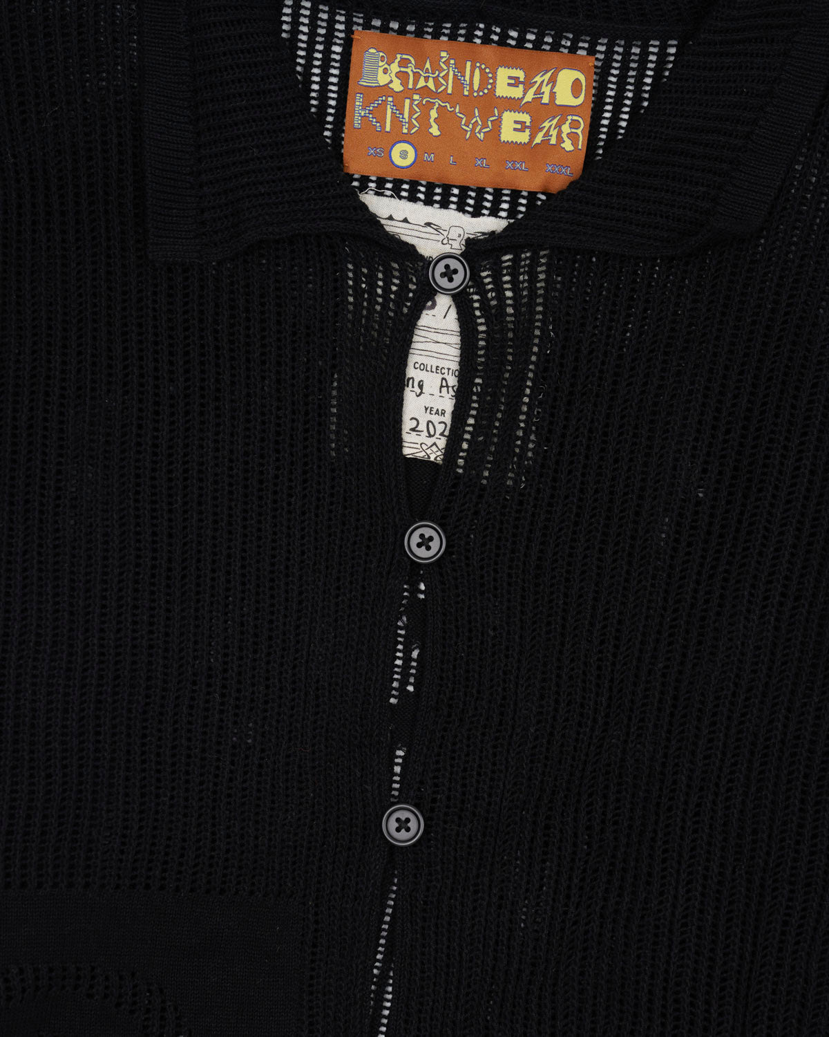 Mesh Knit Spiral Cardigan - Black - 3