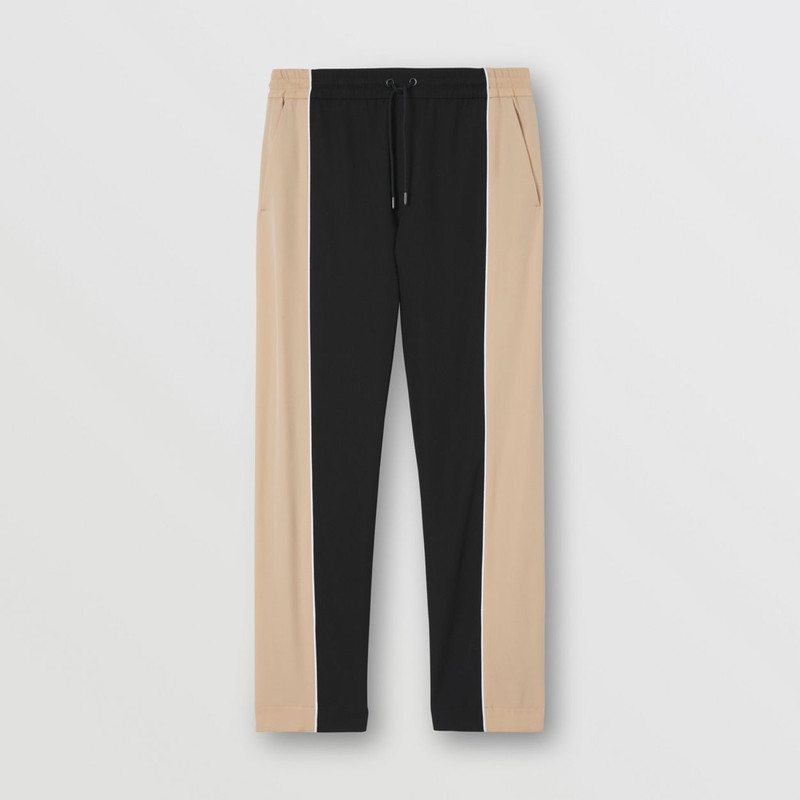Contrast Stripe Grain de Poudre Wool Jogging Pants 1