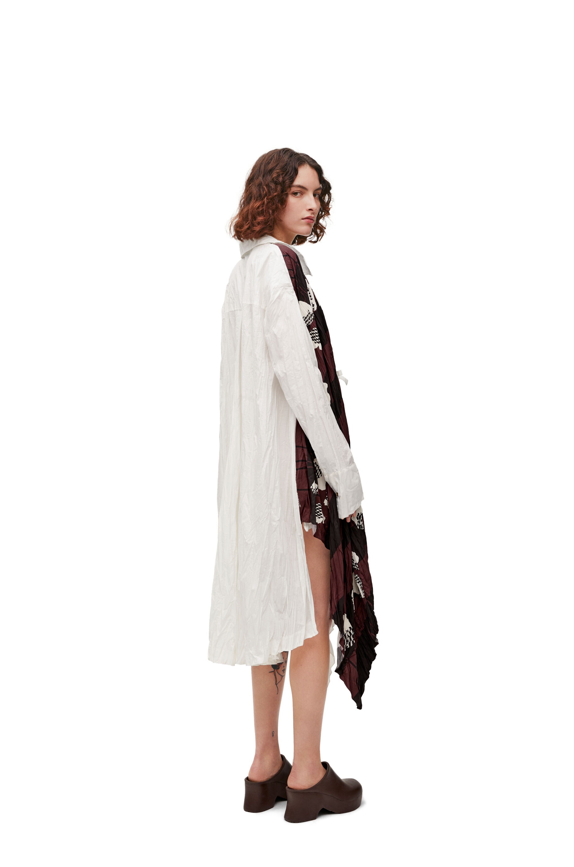 Tunic dress in crinkled habotai and cotton - 3