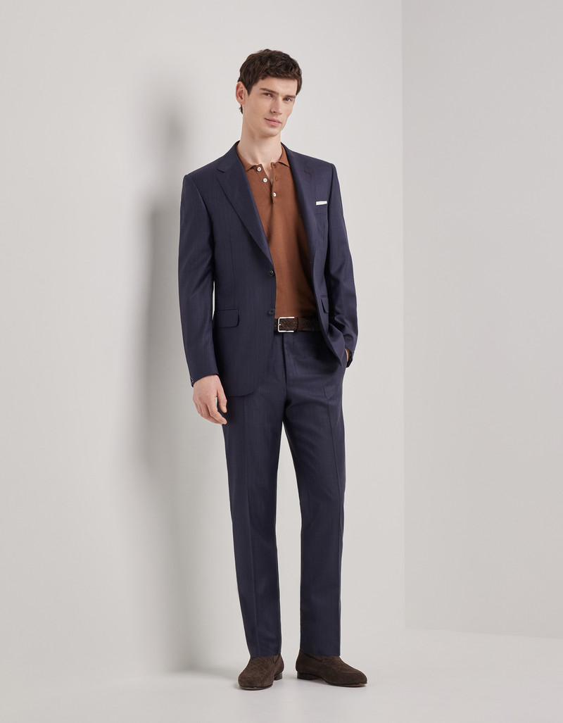 Canali BROWN POLO SHIRT IN GARMENT-DYED GIZA COTTON WITH CONTRASTING PIPING outlook