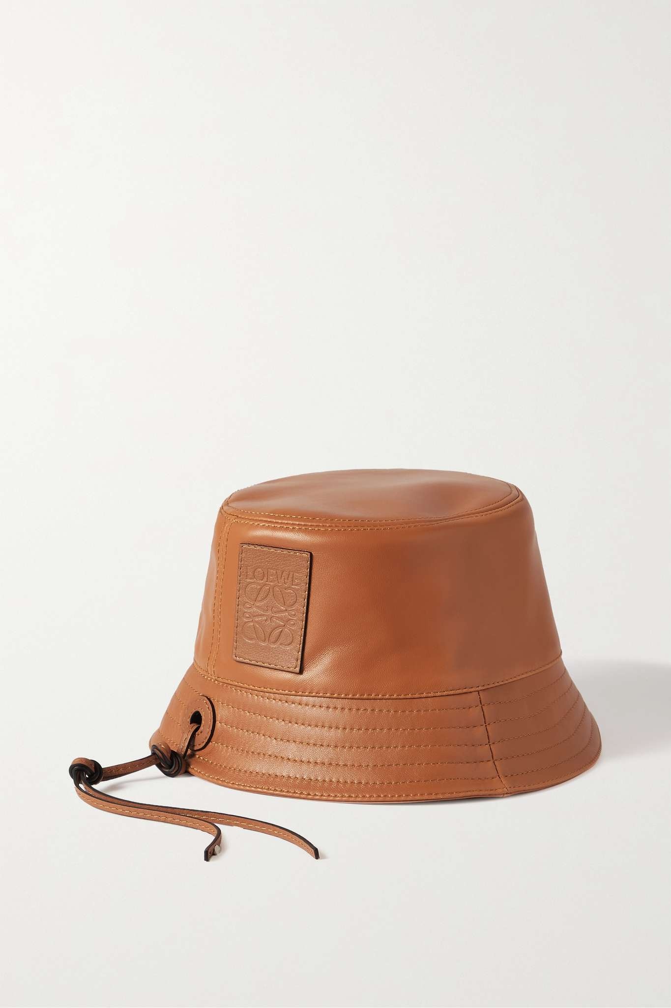 Appliquéd leather bucket hat - 1