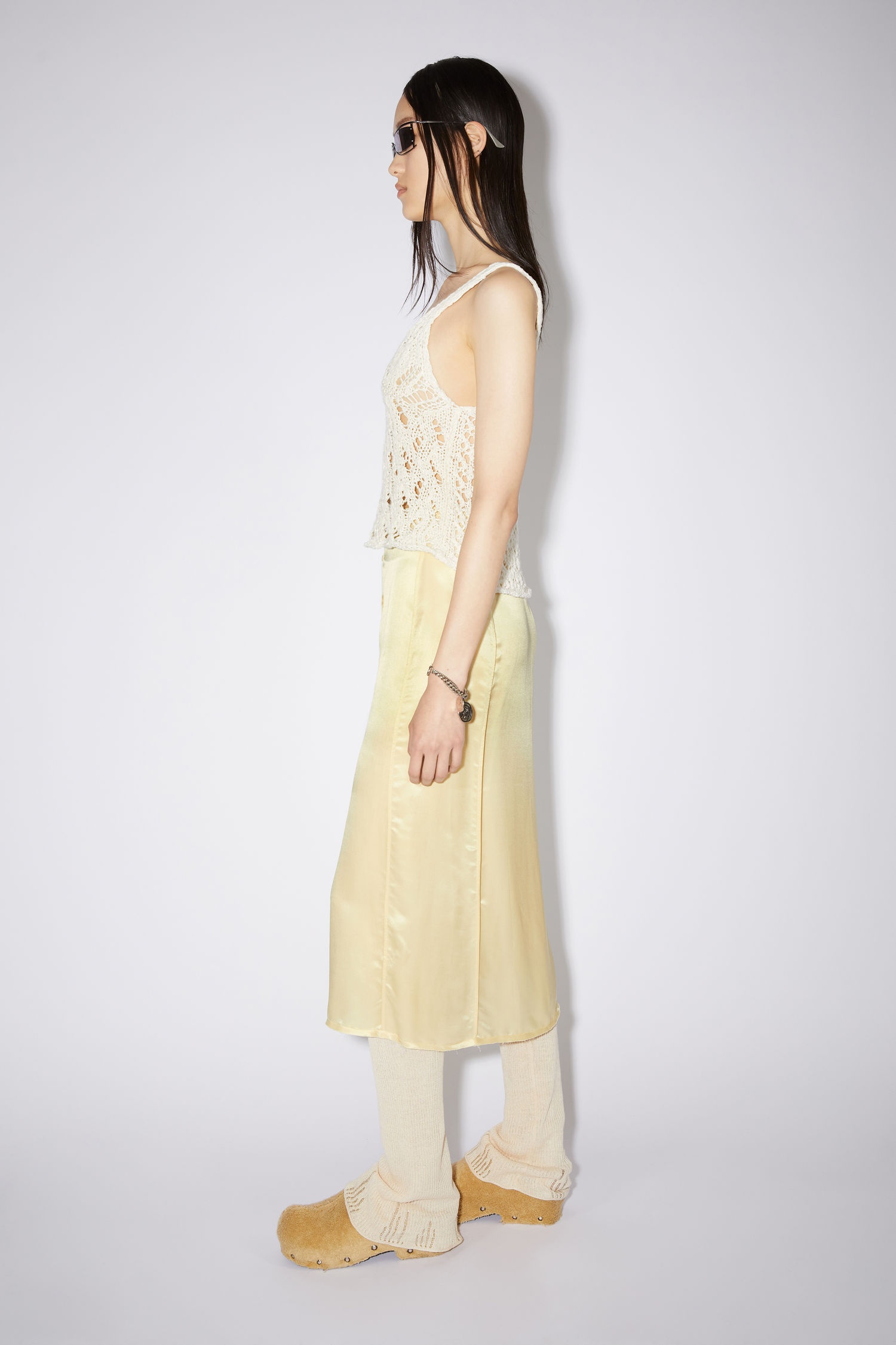 Light satin skirt - Straw yellow - 4