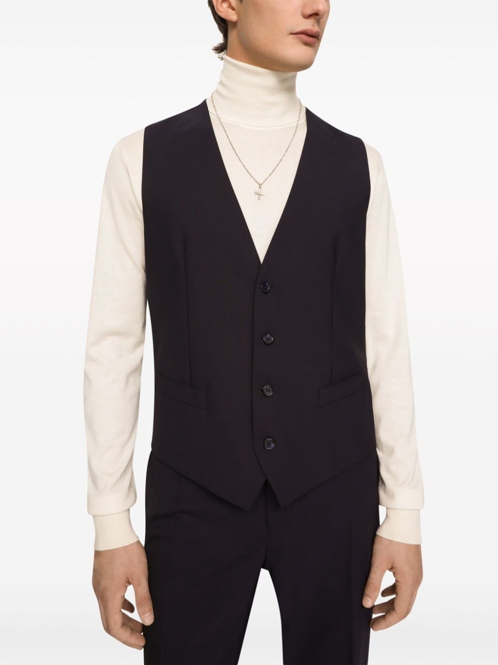 single-breasted virgin-wool blazer and waistcoat set - 6