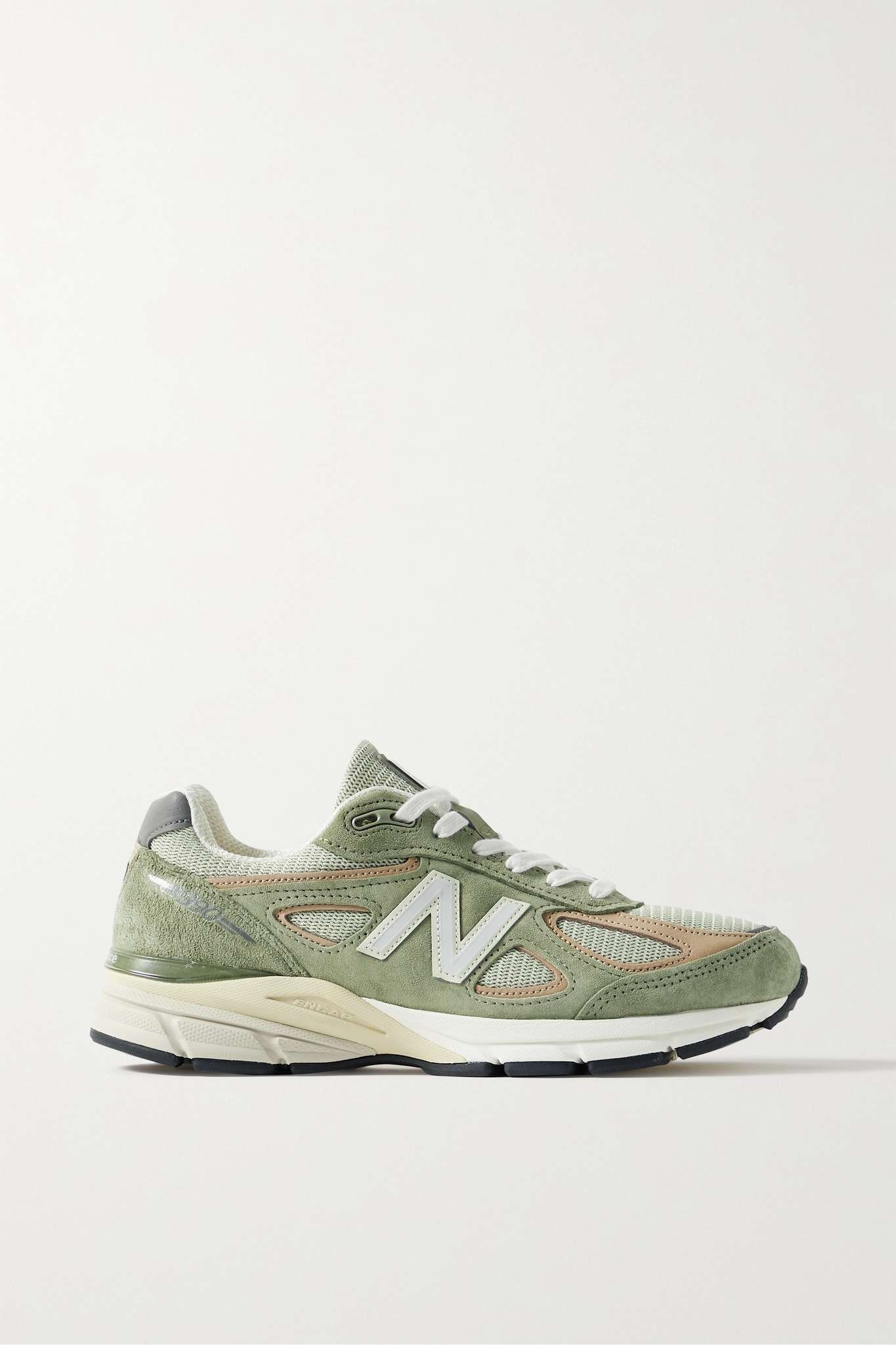 990v4 leather-trimmed suede and mesh sneakers - 1