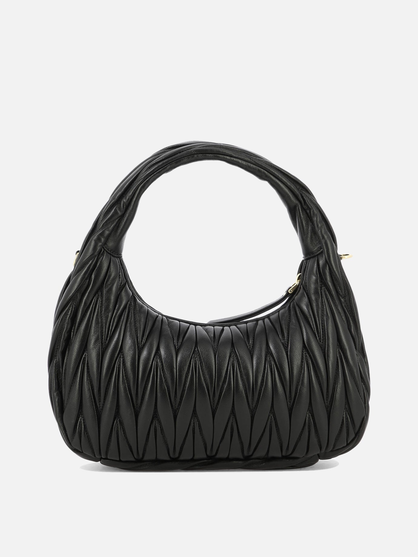 Miu Wander Leather Shoulder Bag in Black - Miu Miu