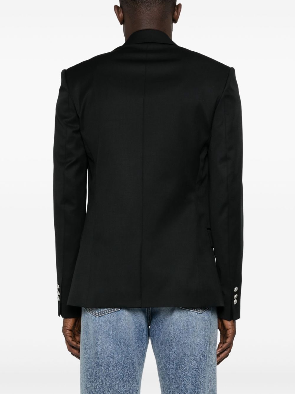 embossed-button wool blazer - 4