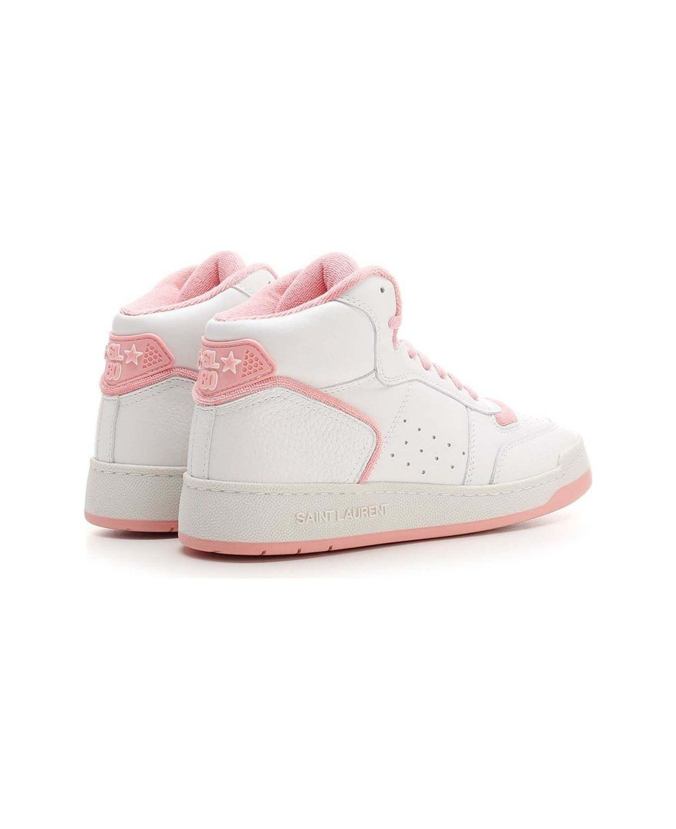 Sl/80 White/pink Leather Sneakers - 3