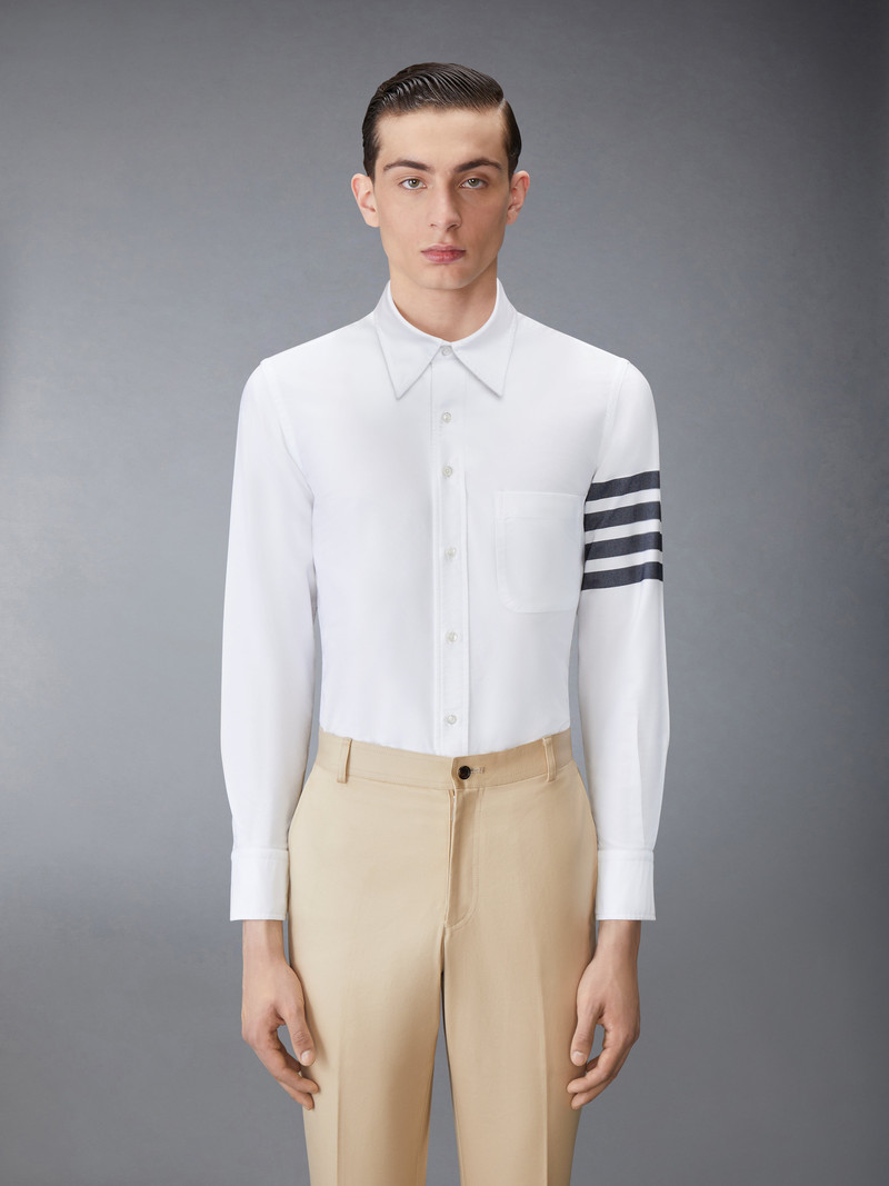Thom Browne SOLID OXFORD 4-BAR POINT COLLAR SHIRT outlook