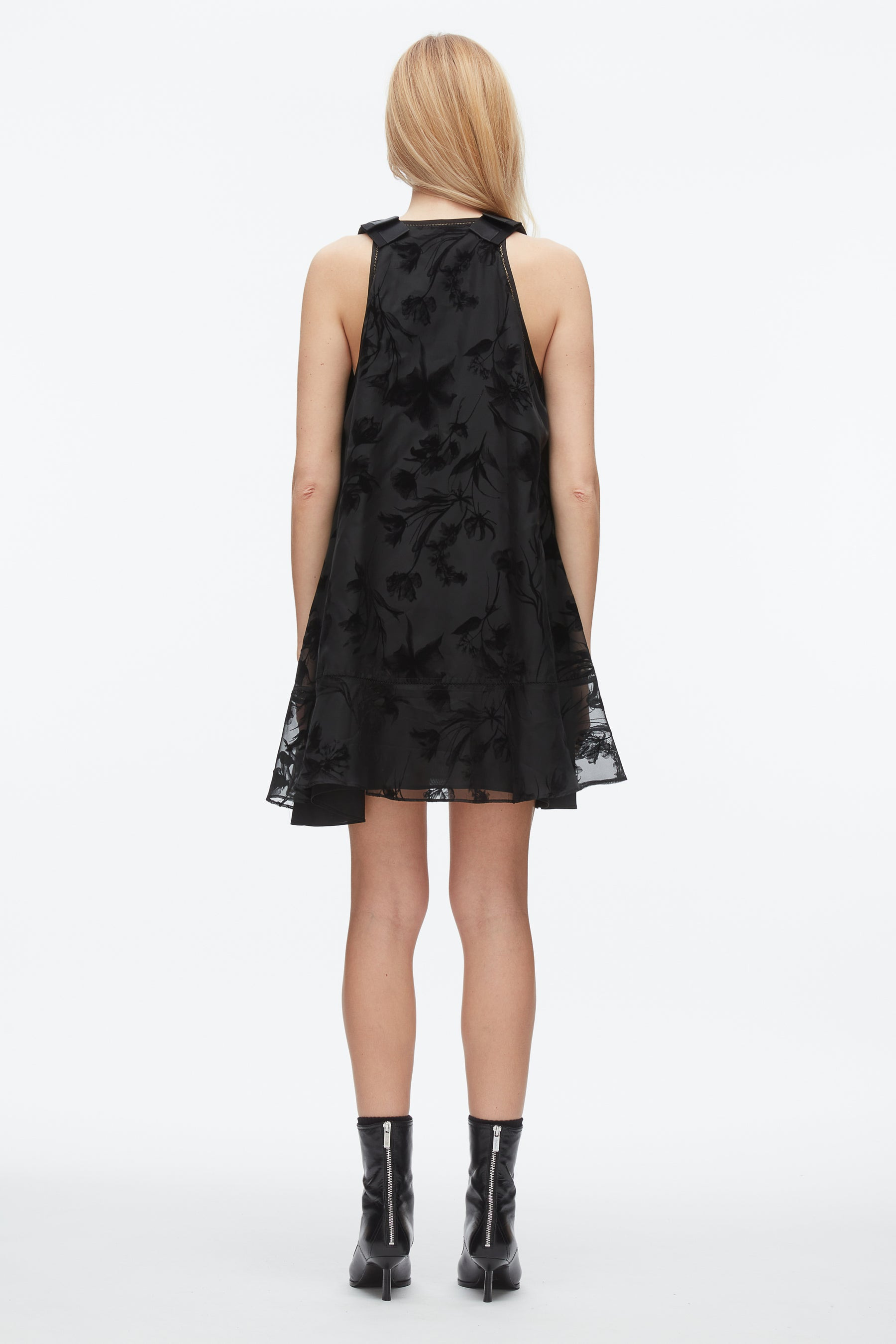 Flocked Organza Trapeze Dress - 4