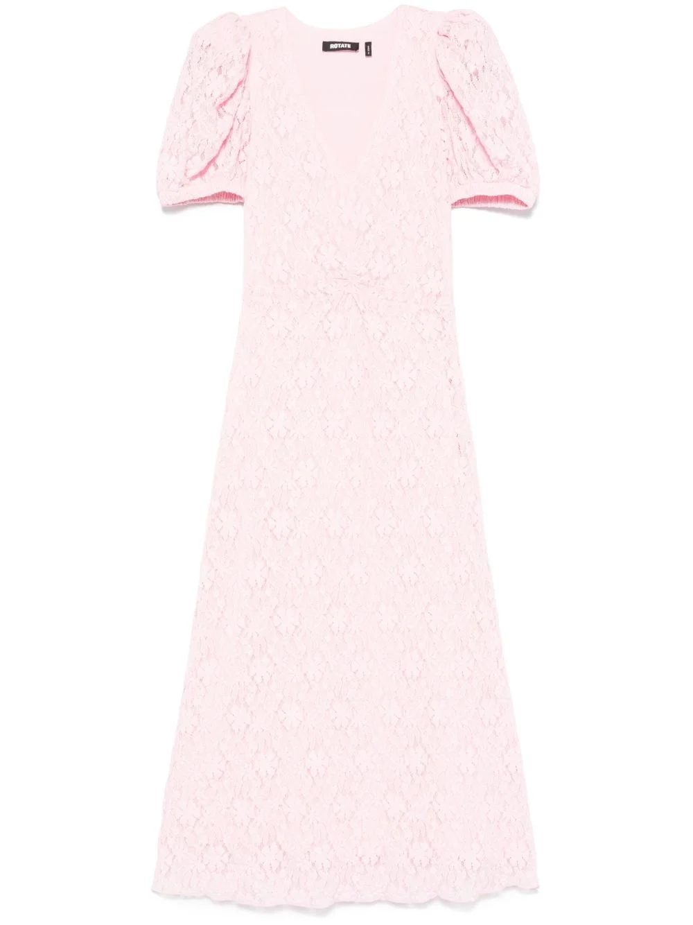 lace puff-sleeve midi dress - 1