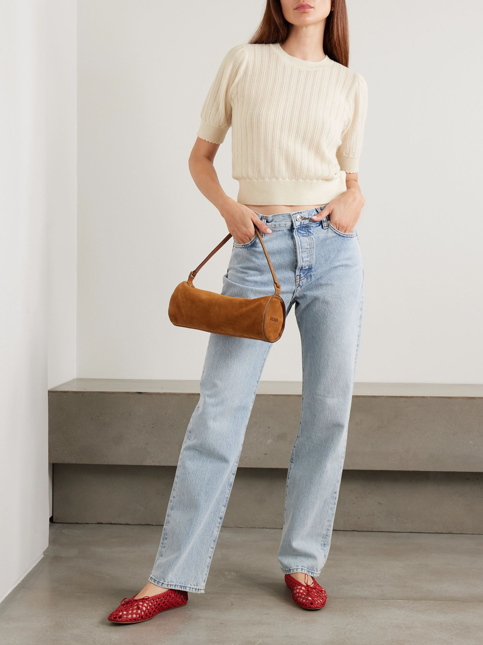 Scalloped pointelle-knit cashmere sweater Cream - 2
